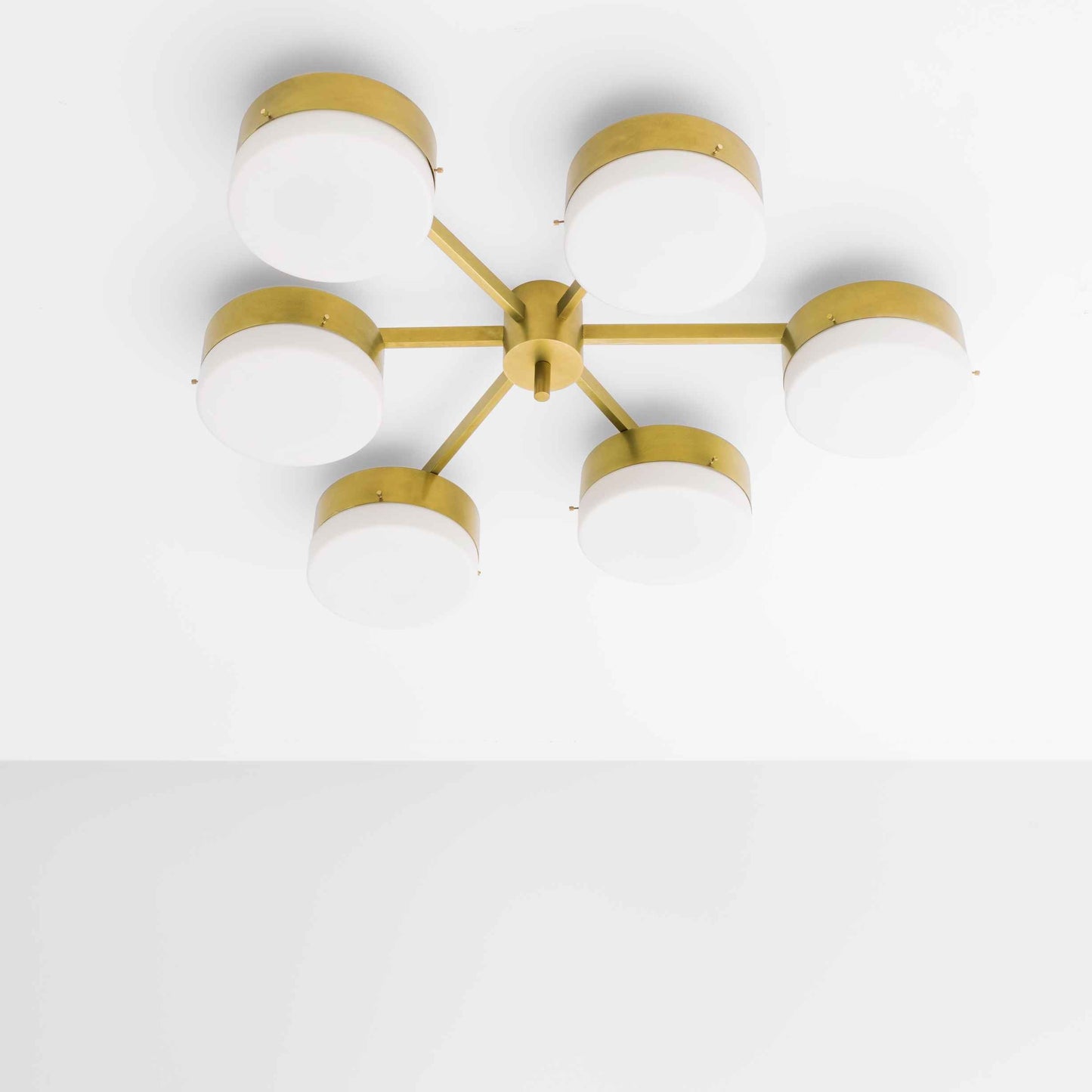 Design for Macha Celeste Phosphenes Ceiling or Wall-Mounted Unpolished Lucid Six-Armed Brass Lamp