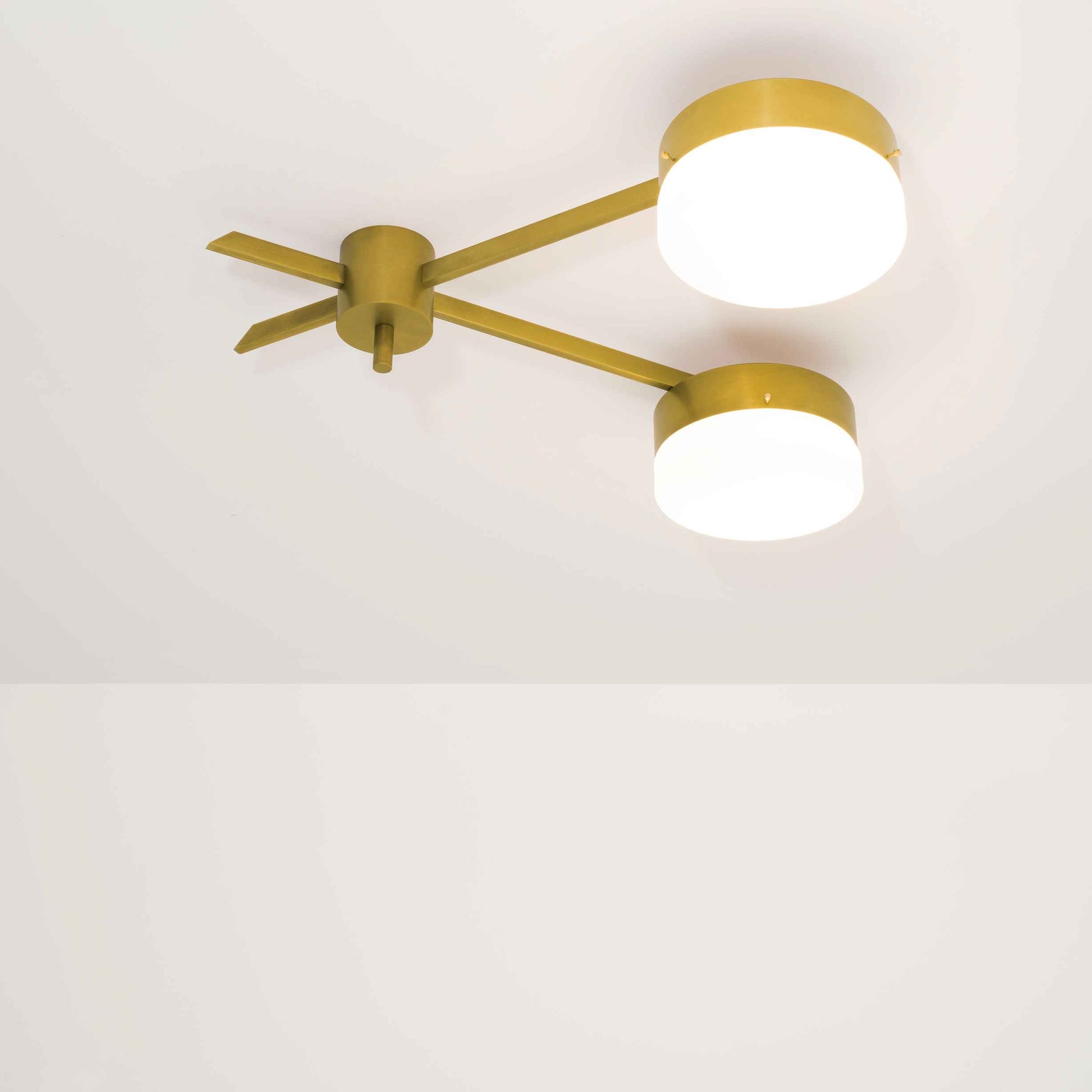 Design for Macha Celeste Serendipity Ceiling or Wall-Mounted Chromed Opaque Two-Armed Brass Lamp
