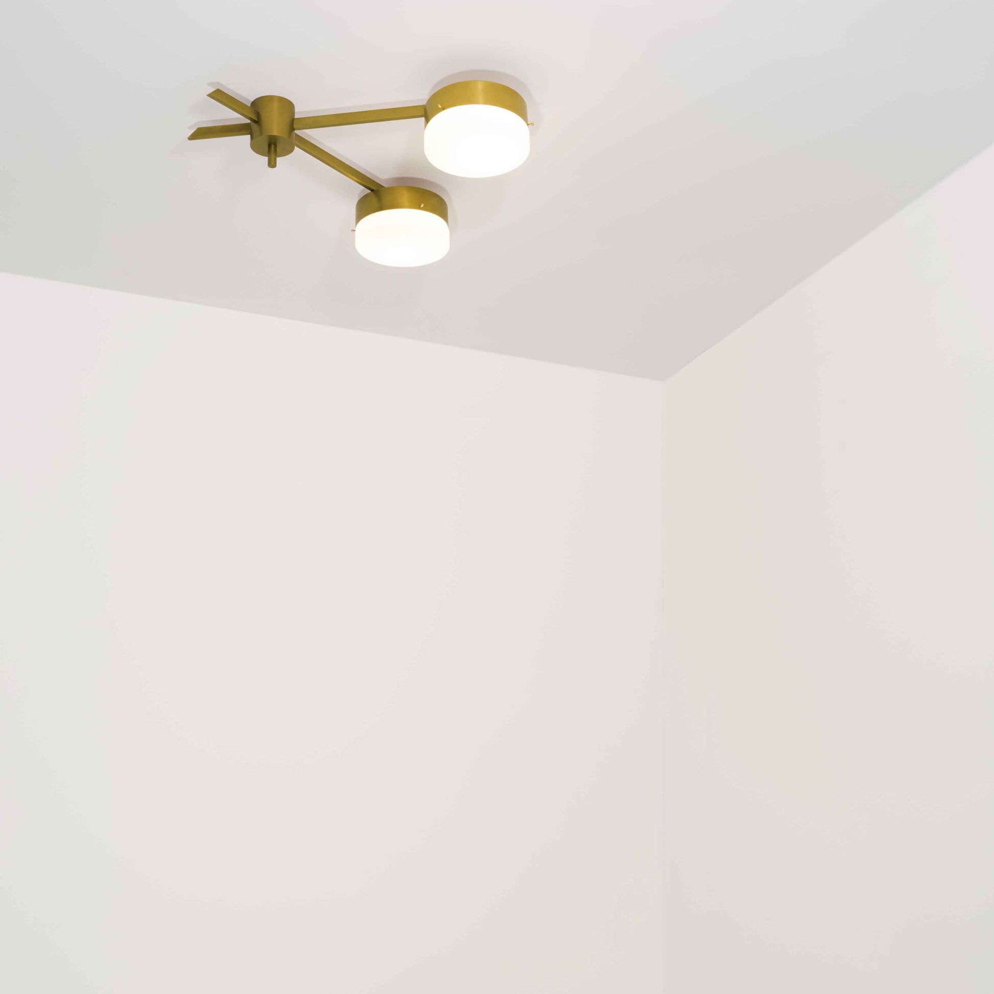 Design for Macha Celeste Serendipity Ceiling or Wall-Mounted Unpolished Lucid Two-Armed Brass Lamp