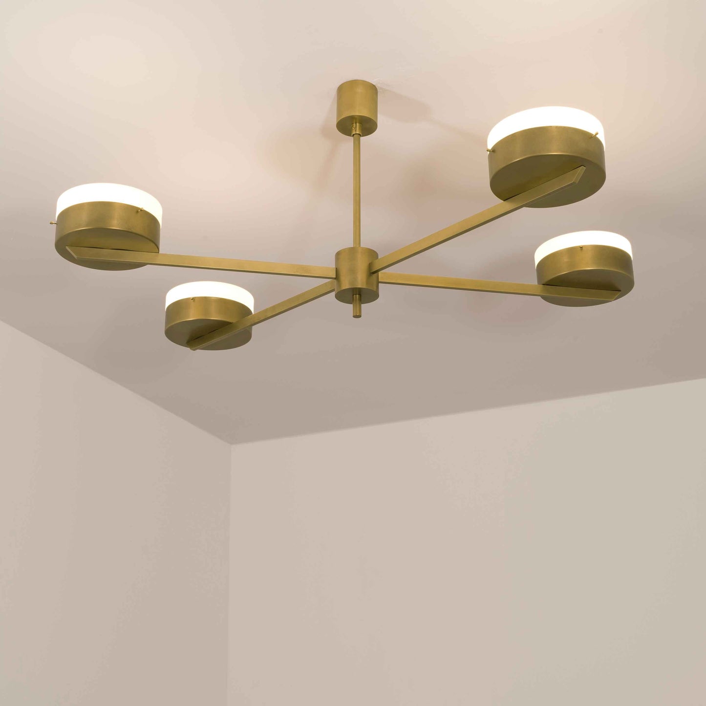 Design for Macha Celeste Supine Ceiling or Wall-Mounted Blackened Four-Armed Brass Lamp