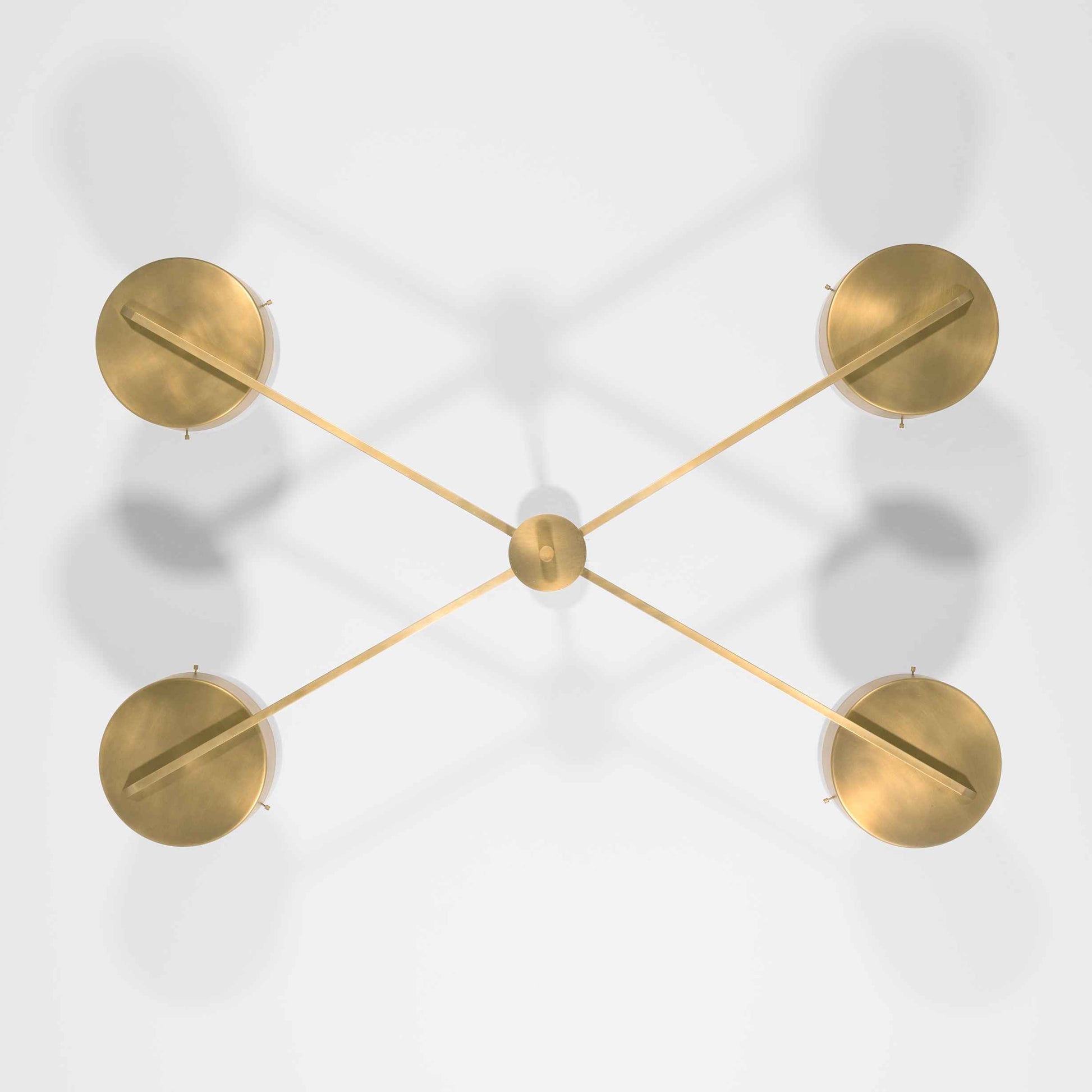 Design for Macha Celeste Supine Ceiling or Wall-Mounted Blackened Four-Armed Brass Lamp