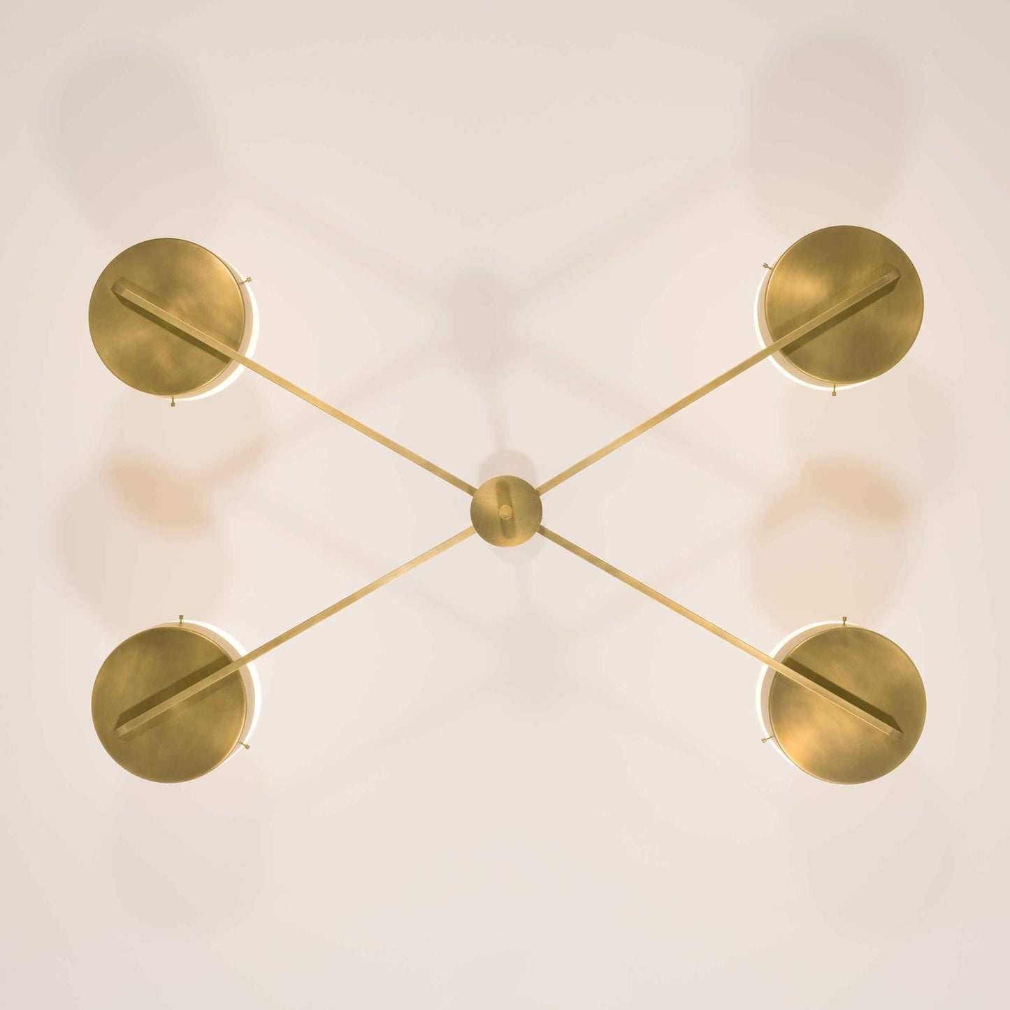 Design for Macha Celeste Supine Ceiling or Wall-Mounted Bronze Four-Armed Brass Lamp