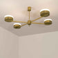 Design for Macha Celeste Supine Ceiling or Wall-Mounted Polished Brushed Four-Armed Brass Lamp