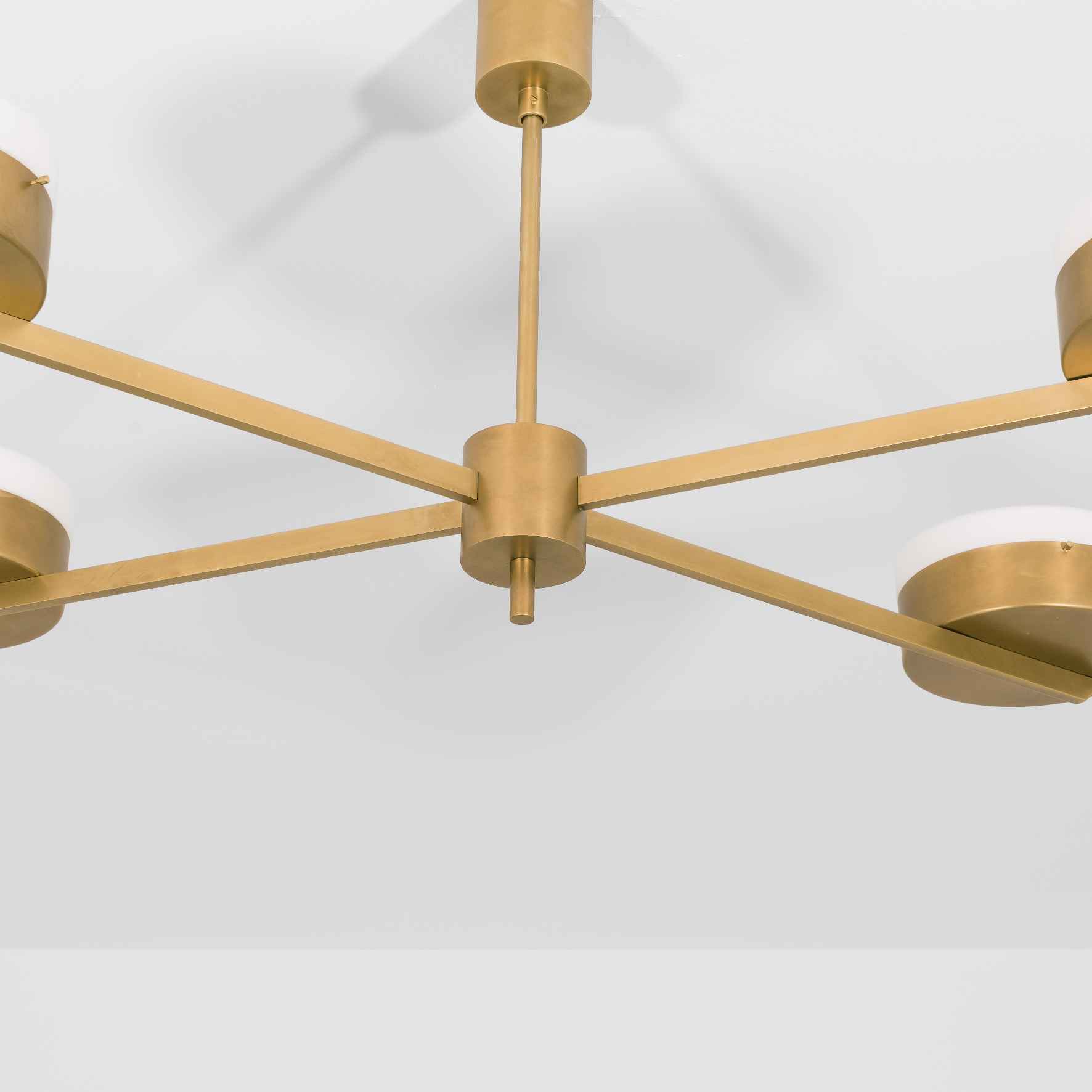 Design for Macha Celeste Supine Ceiling or Wall-Mounted Unpolished Opaque Four-Armed Brass Lamp