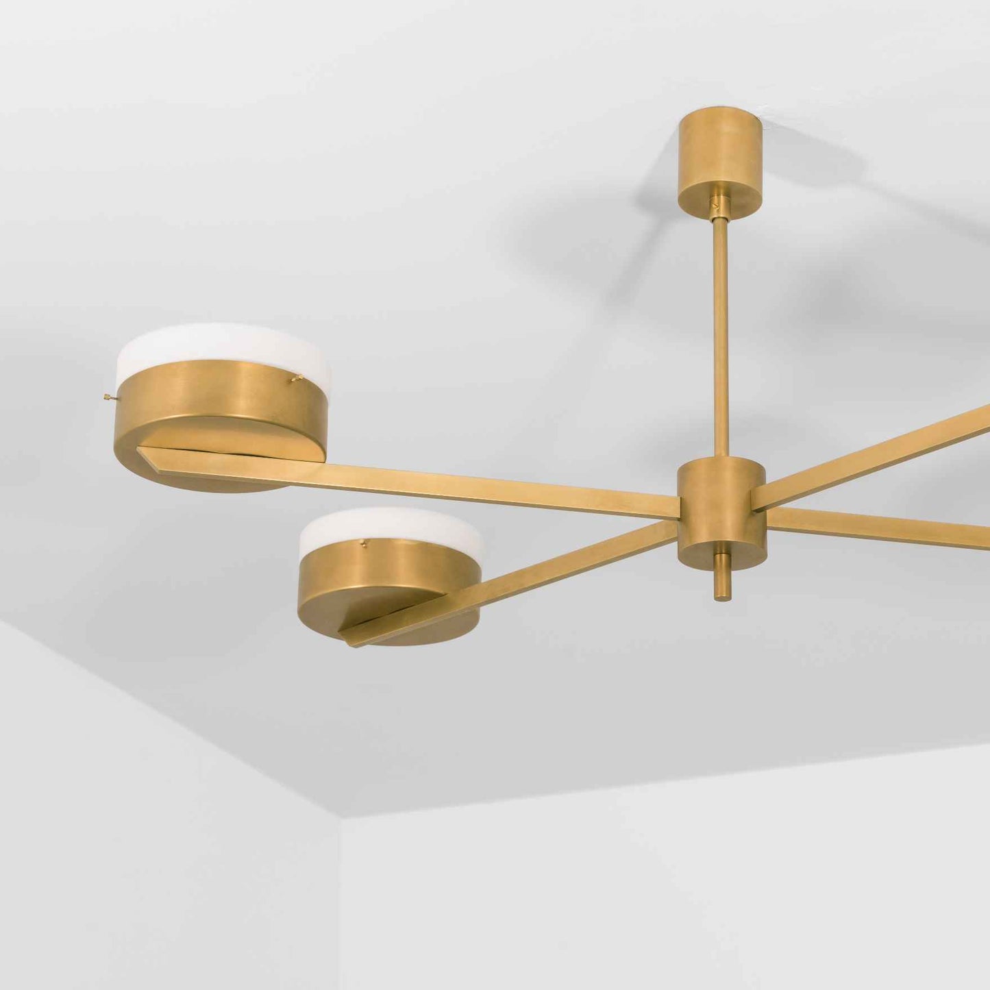 Design for Macha Celeste Supine Ceiling or Wall-Mounted Unpolished Opaque Four-Armed Brass Lamp