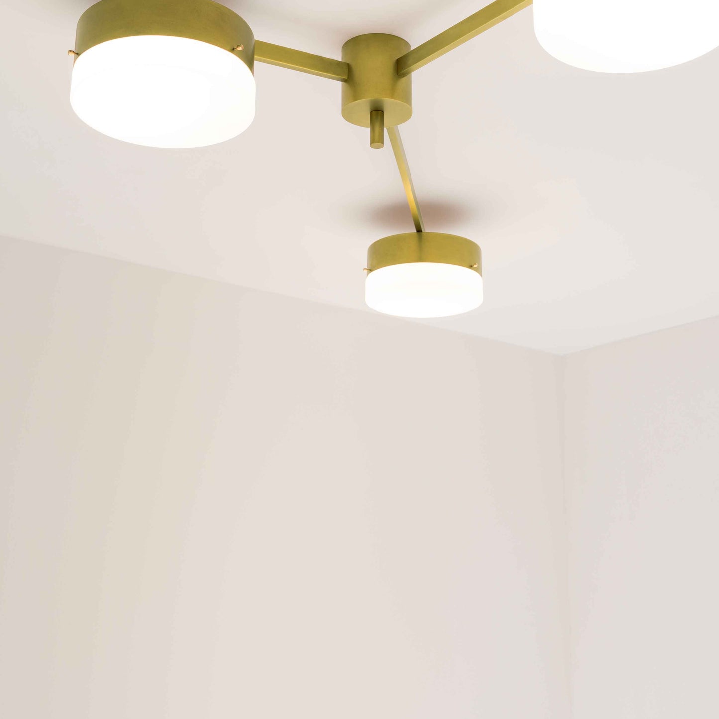 Design for Macha Celeste Syzygy Ceiling or Wall-Mounted Chromed Lucid Three-Armed Brass Lamp