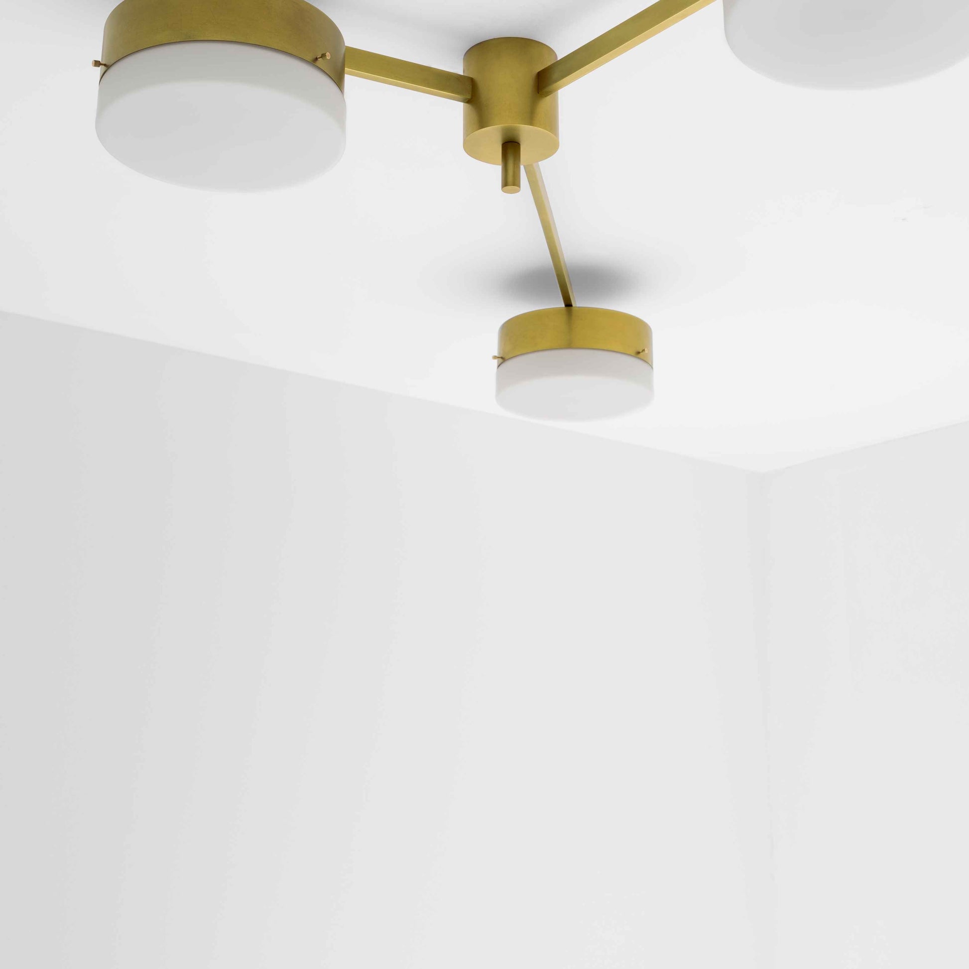 Design for Macha Celeste Syzygy Ceiling or Wall-Mounted Chromed Lucid Three-Armed Brass Lamp