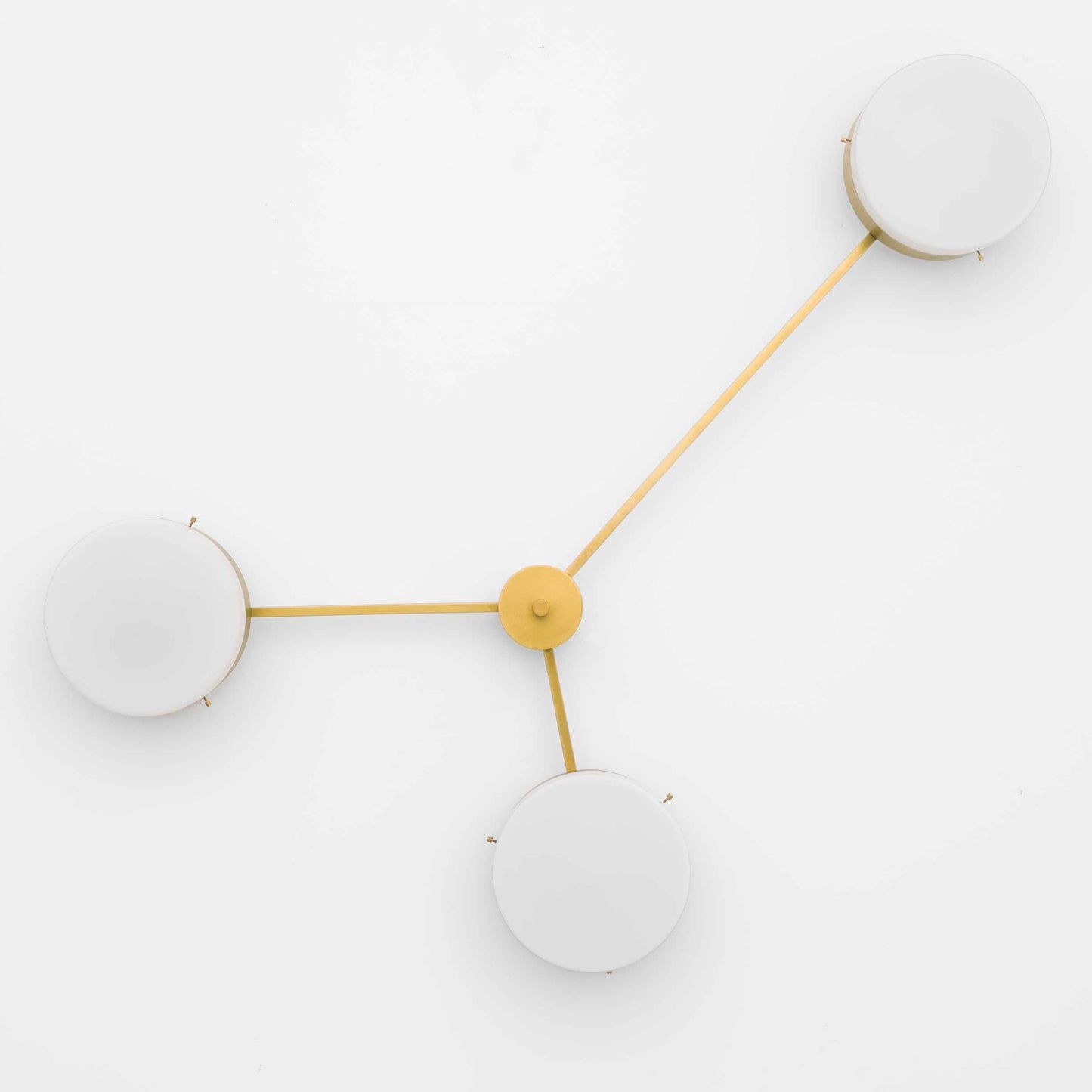 Design for Macha Celeste Syzygy Ceiling or Wall-Mounted Chromed Opaque Three-Armed Brass Lamp