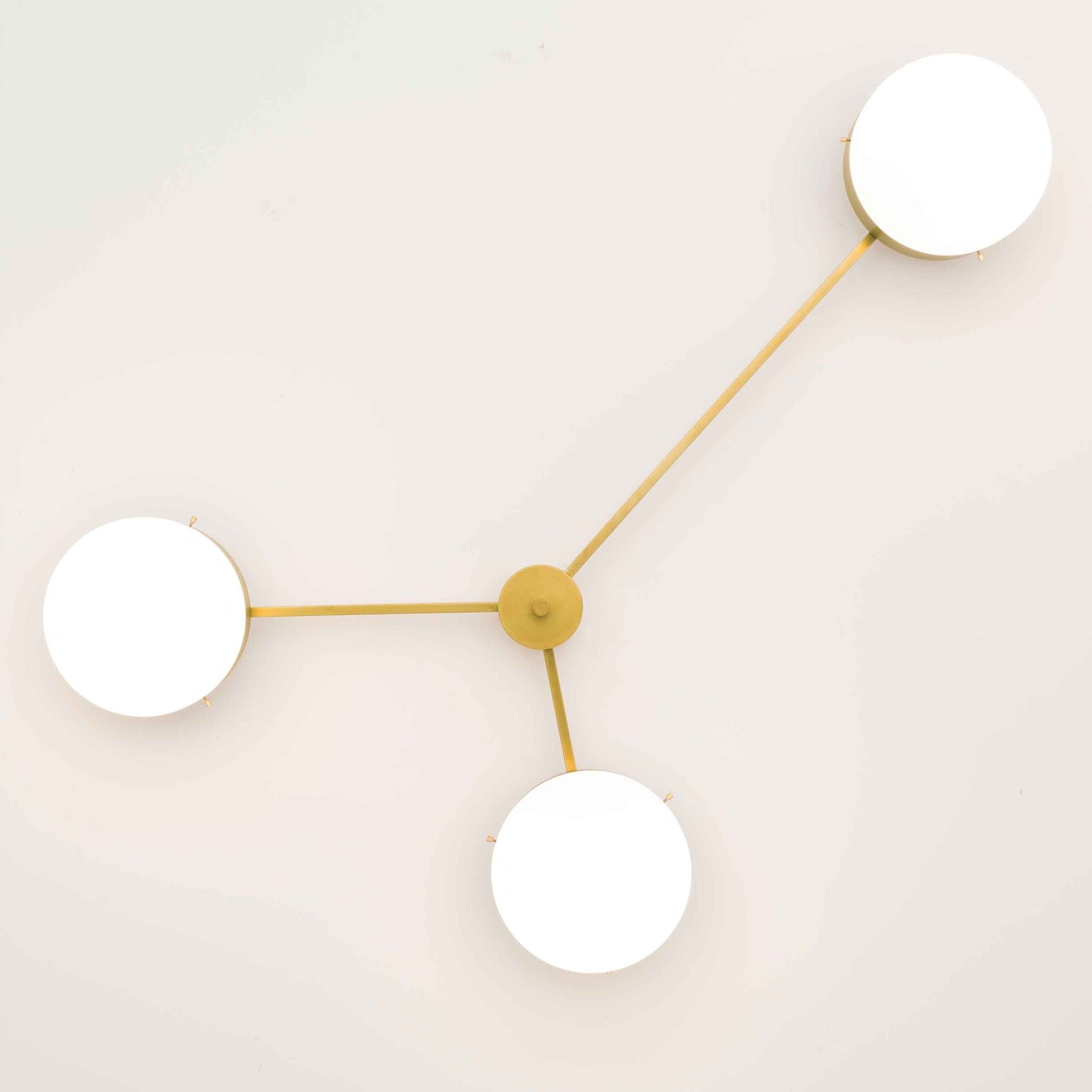 Design for Macha Celeste Syzygy Ceiling or Wall-Mounted Polished Three-Armed Brass Lamp