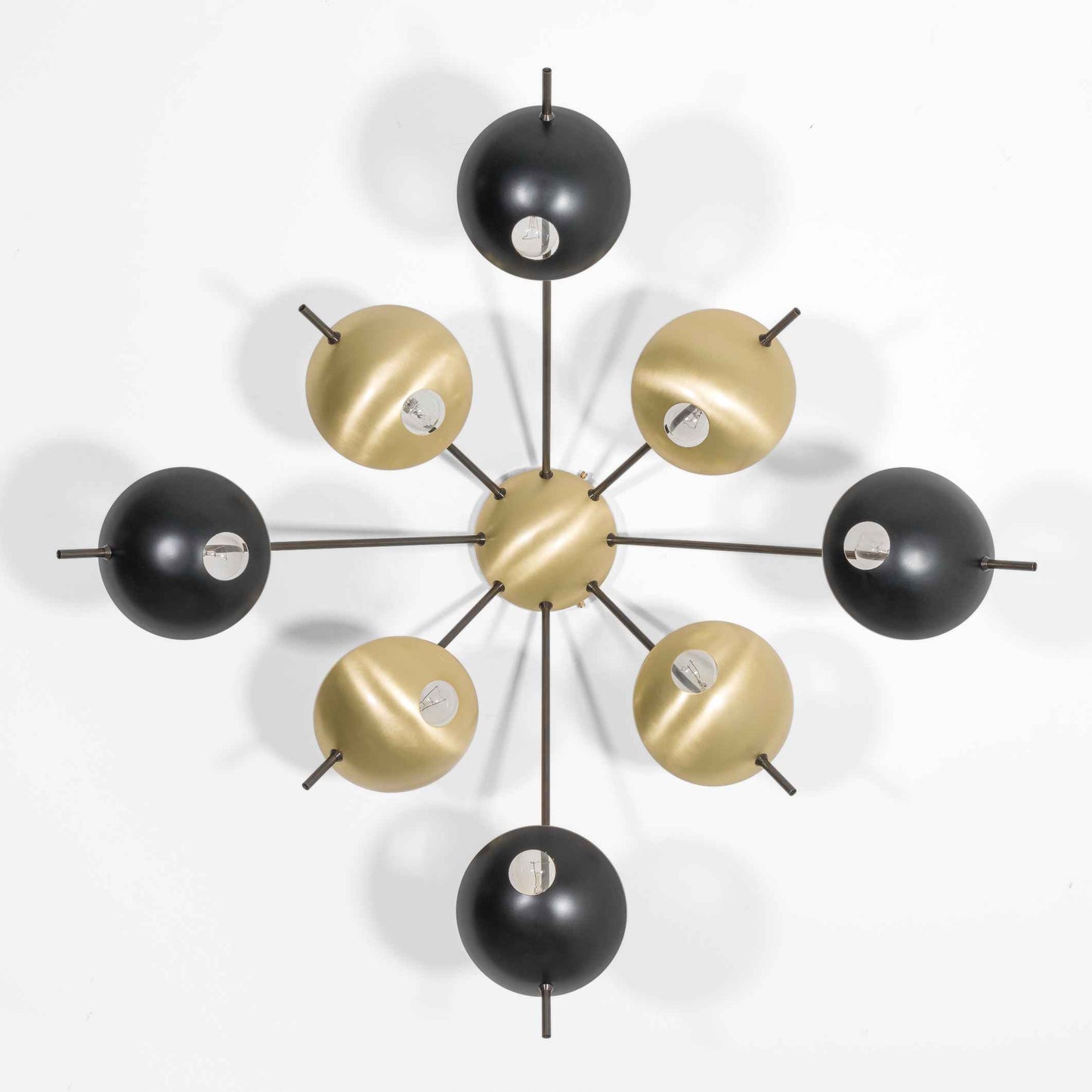 Design for Macha Helios Octo I Ceiling or Wall-Mounted Chromed Opaque Eight-Armed Brass Lamp