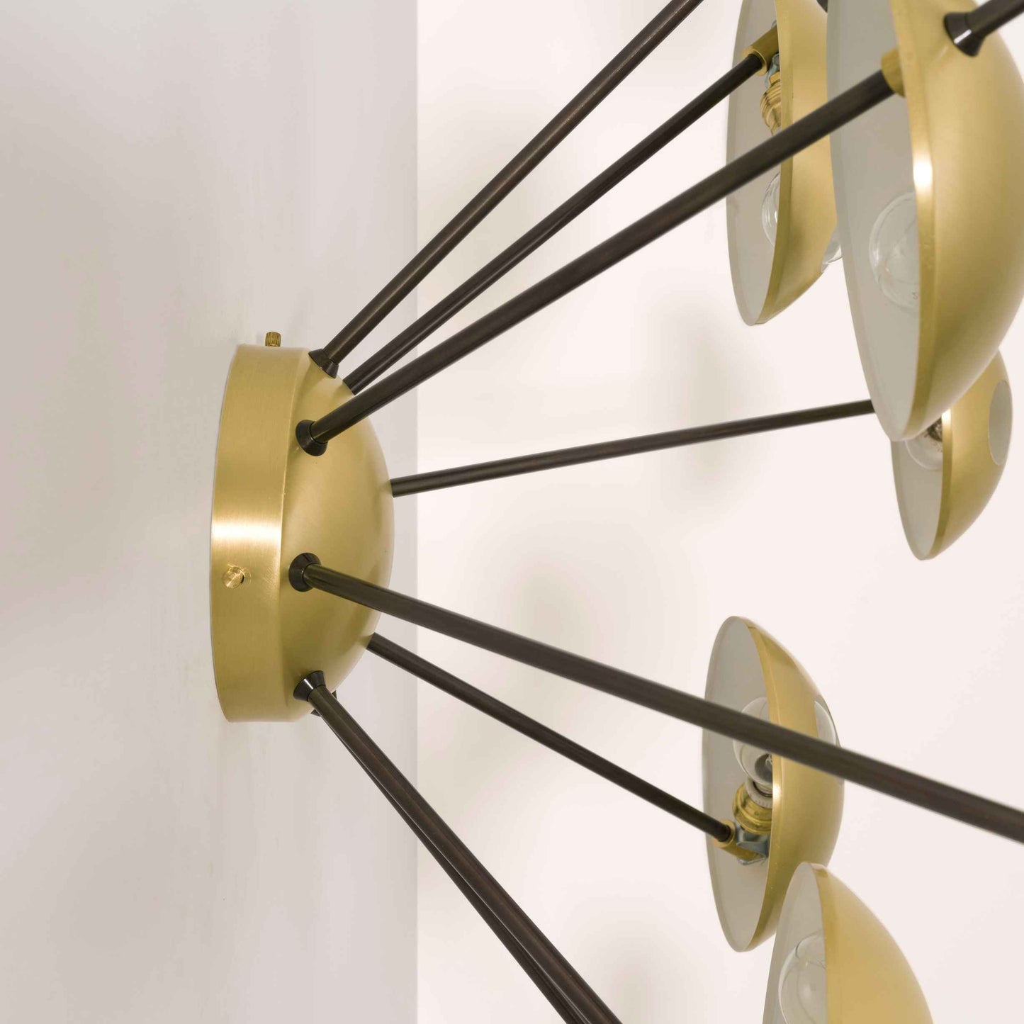 Design for Macha Helios Octo II Ceiling or Wall-Mounted Blackened Eight-Armed Brass Lamp