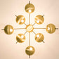 Design for Macha Helios Octo II Ceiling or Wall-Mounted Unpolished Balanced Eight-Armed Brass Lamp