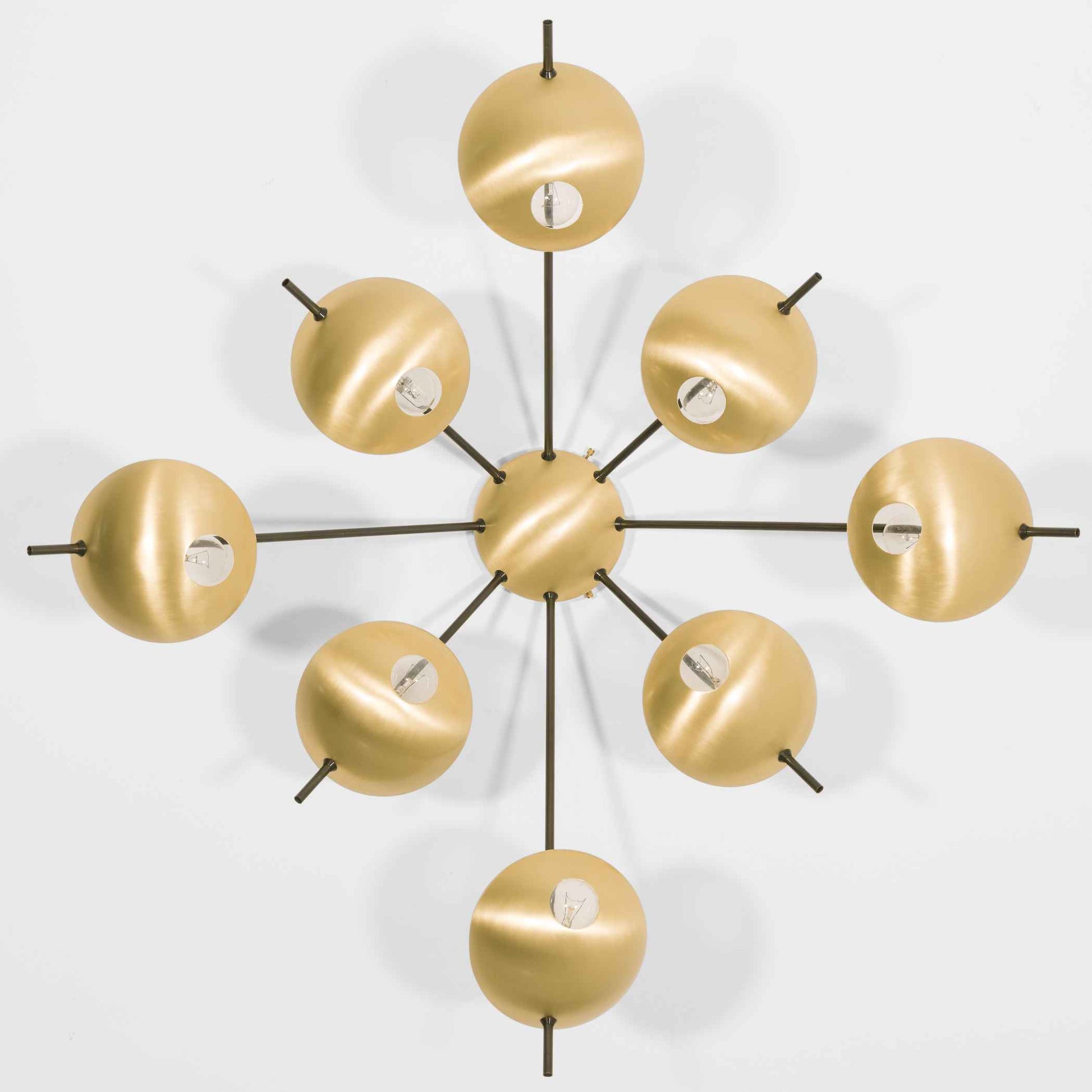 Design for Macha Helios Octo II Ceiling or Wall-Mounted Unpolished Lucid Eight-Armed Brass Lamp