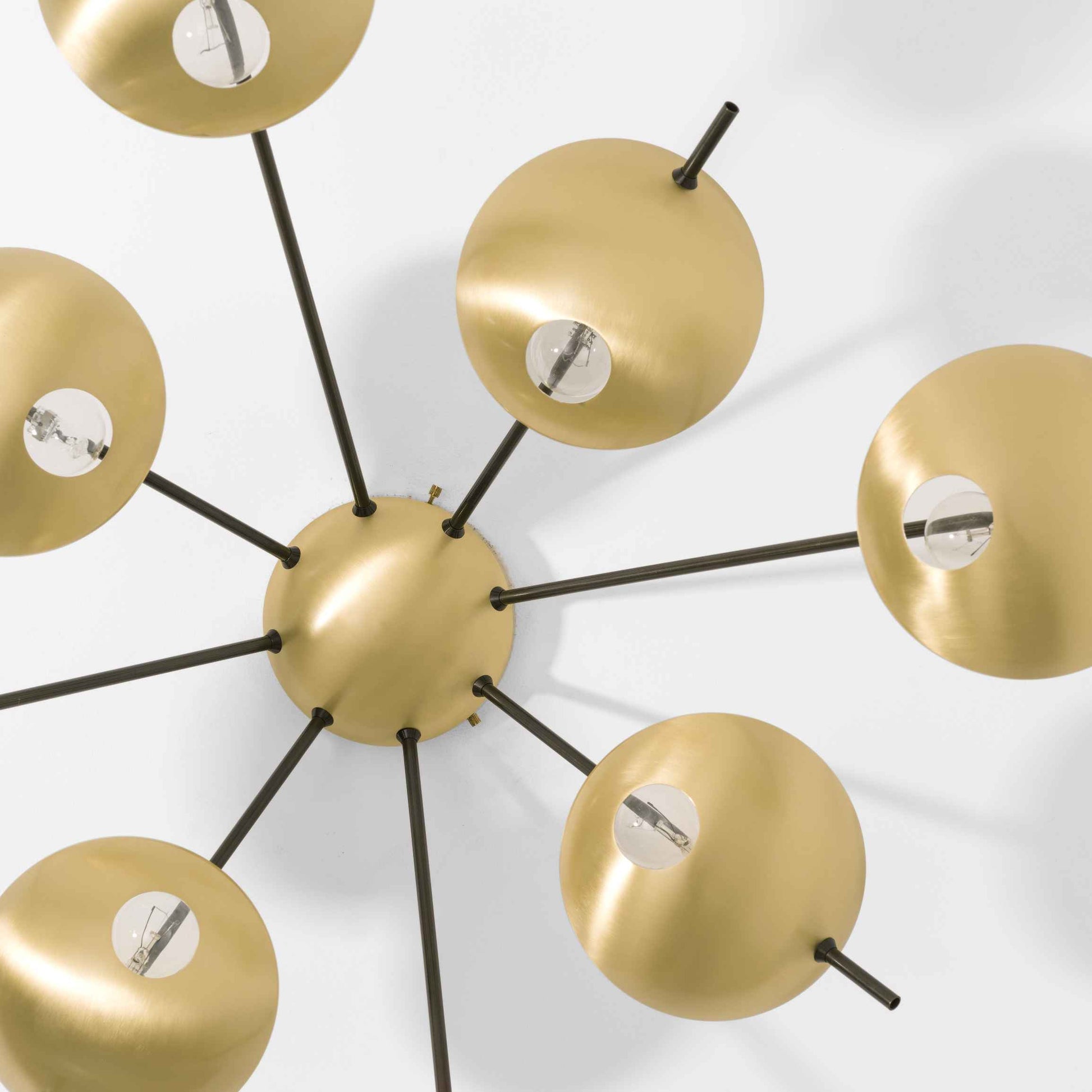 Design for Macha Helios Octo II Ceiling or Wall-Mounted Unpolished Opaque Eight-Armed Brass Lamp