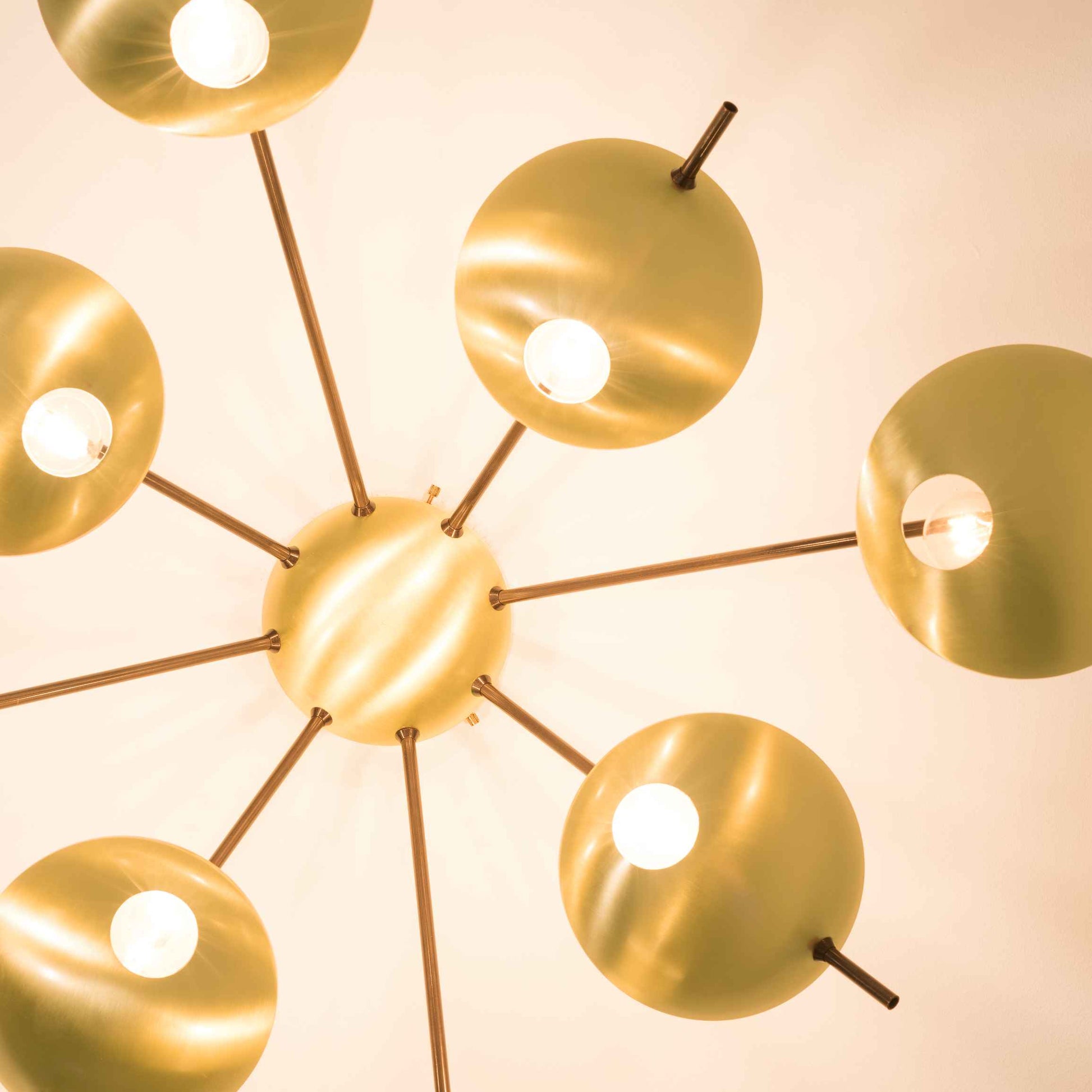 Design for Macha Helios Octo II Ceiling or Wall-Mounted Unpolished Opaque Eight-Armed Brass Lamp
