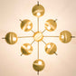 Design for Macha Helios Octo II Ceiling or Wall-Mounted Unpolished Opaque Eight-Armed Brass Lamp