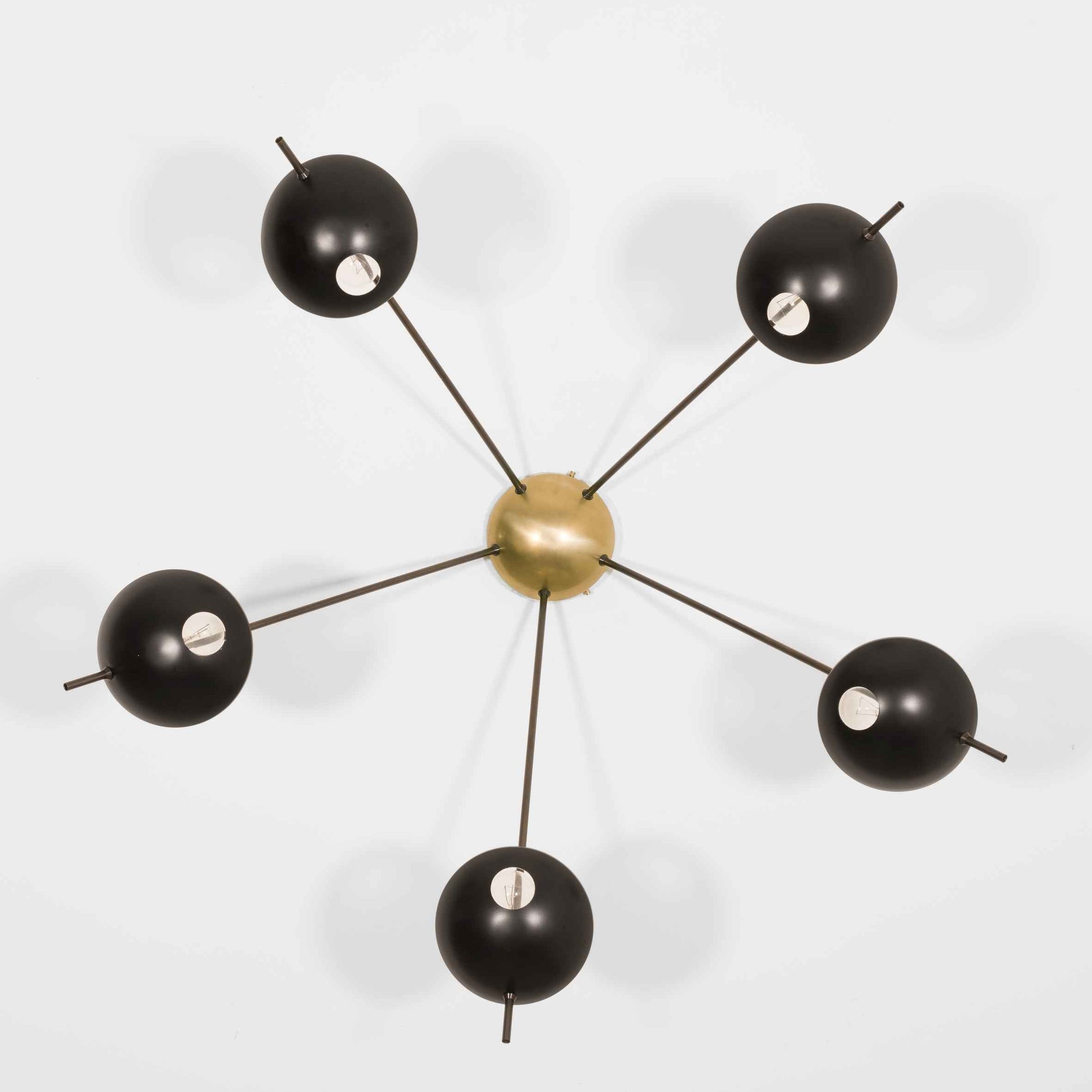 Design for Macha Helios Penta Ceiling or Wall-Mounted Chromed Lucid Five-Armed Brass Lamp
