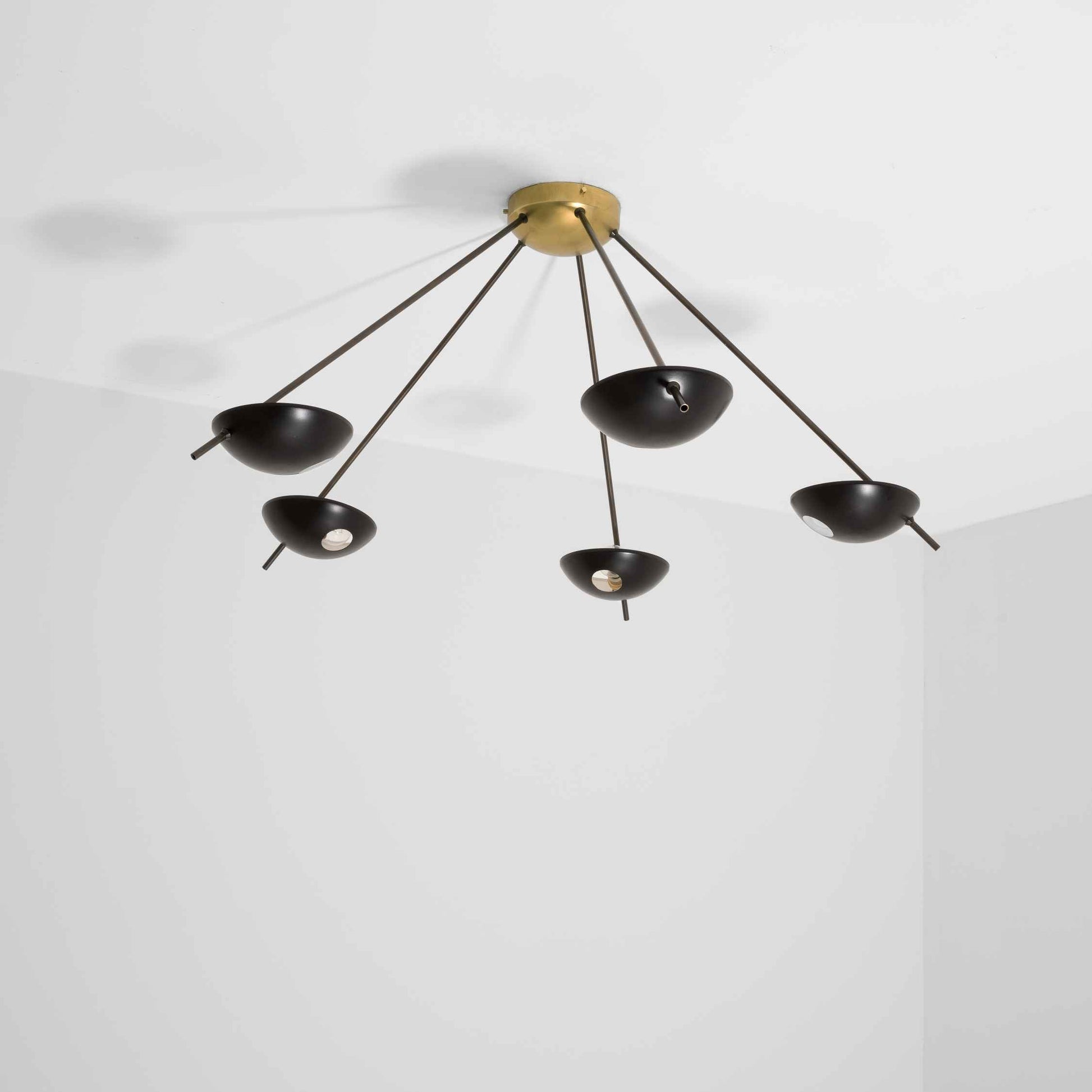 Design for Macha Helios Penta Ceiling or Wall-Mounted Chromed Lucid Five-Armed Brass Lamp