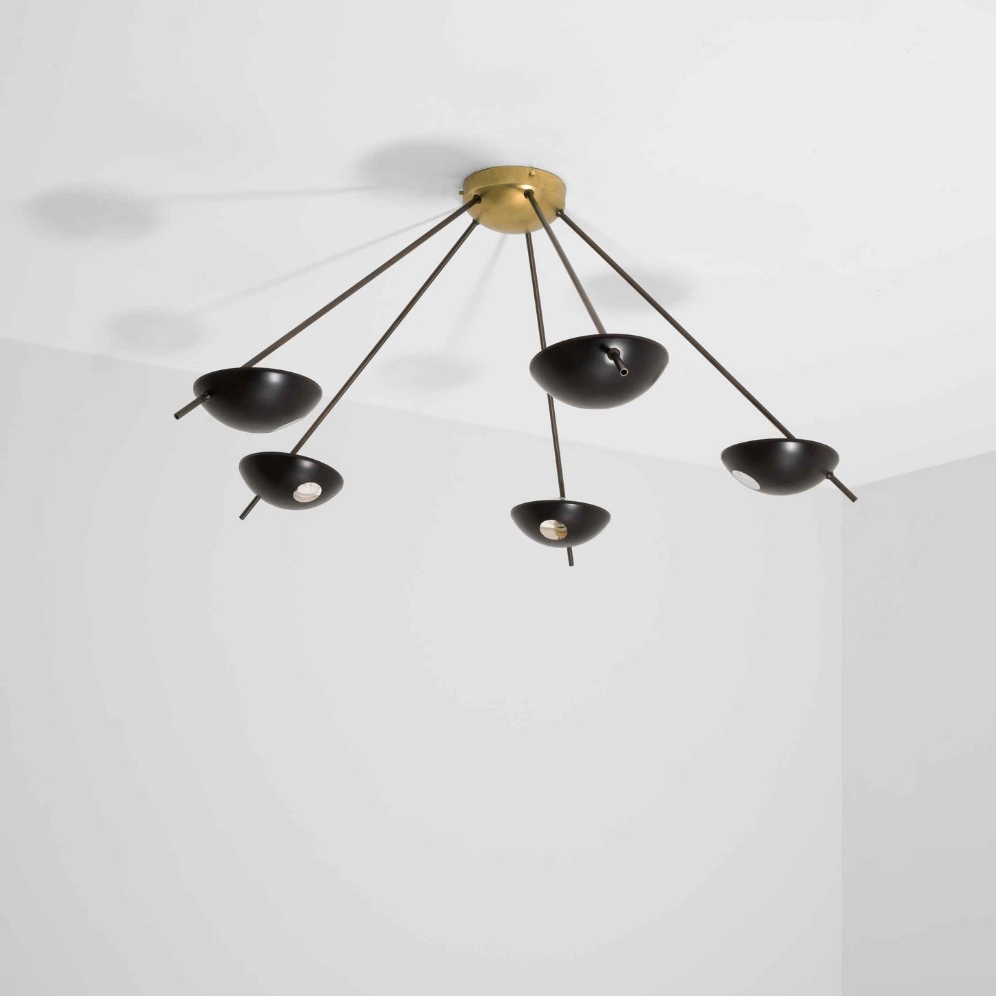 Design for Macha Helios Penta Ceiling or Wall-Mounted Polished Brushed Five-Armed Brass Lamp
