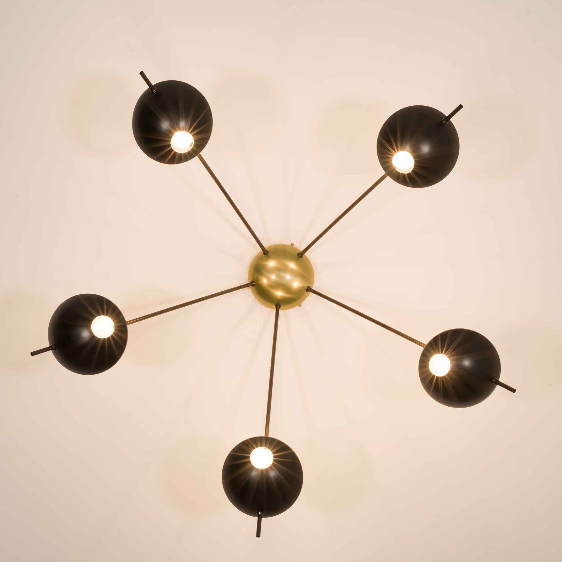 Design for Macha Helios Penta Ceiling or Wall-Mounted Polished Five-Armed Brass Lamp