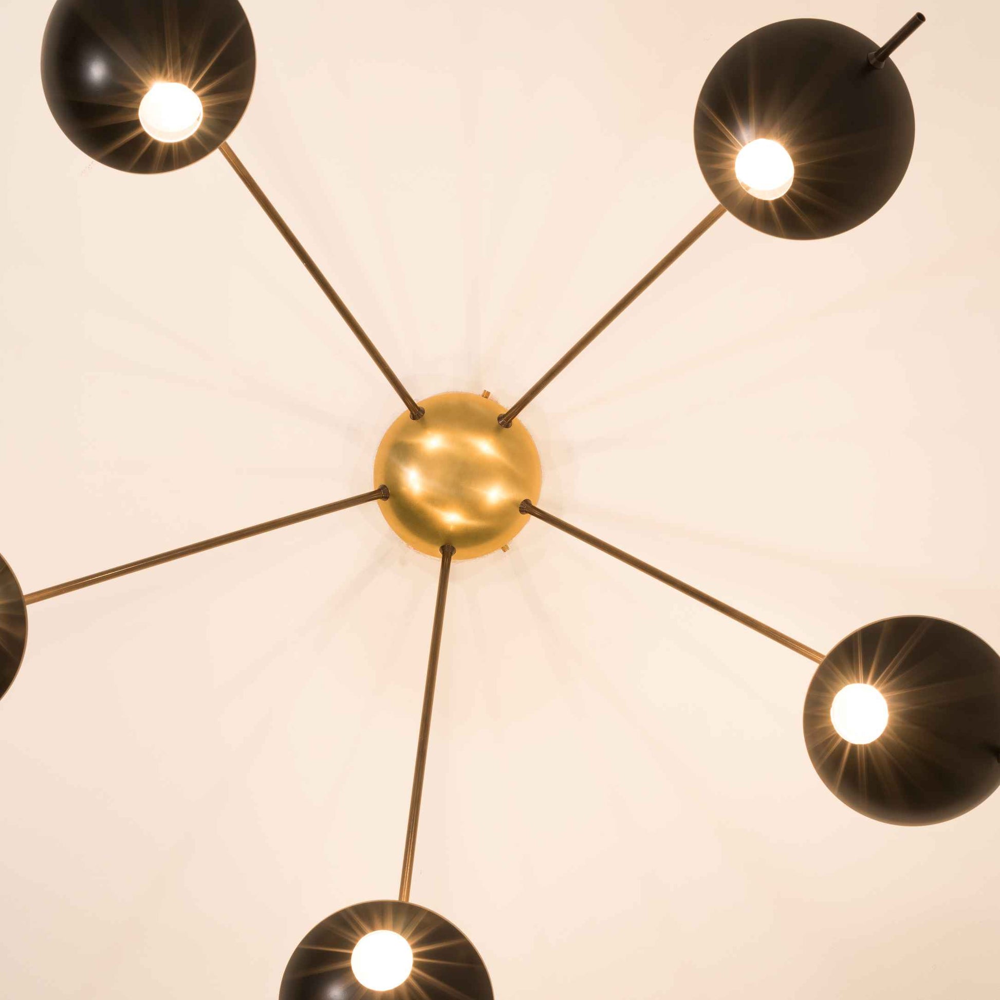 Design for Macha Helios Penta Ceiling or Wall-Mounted Unpolished Balanced Five-Armed Brass Lamp