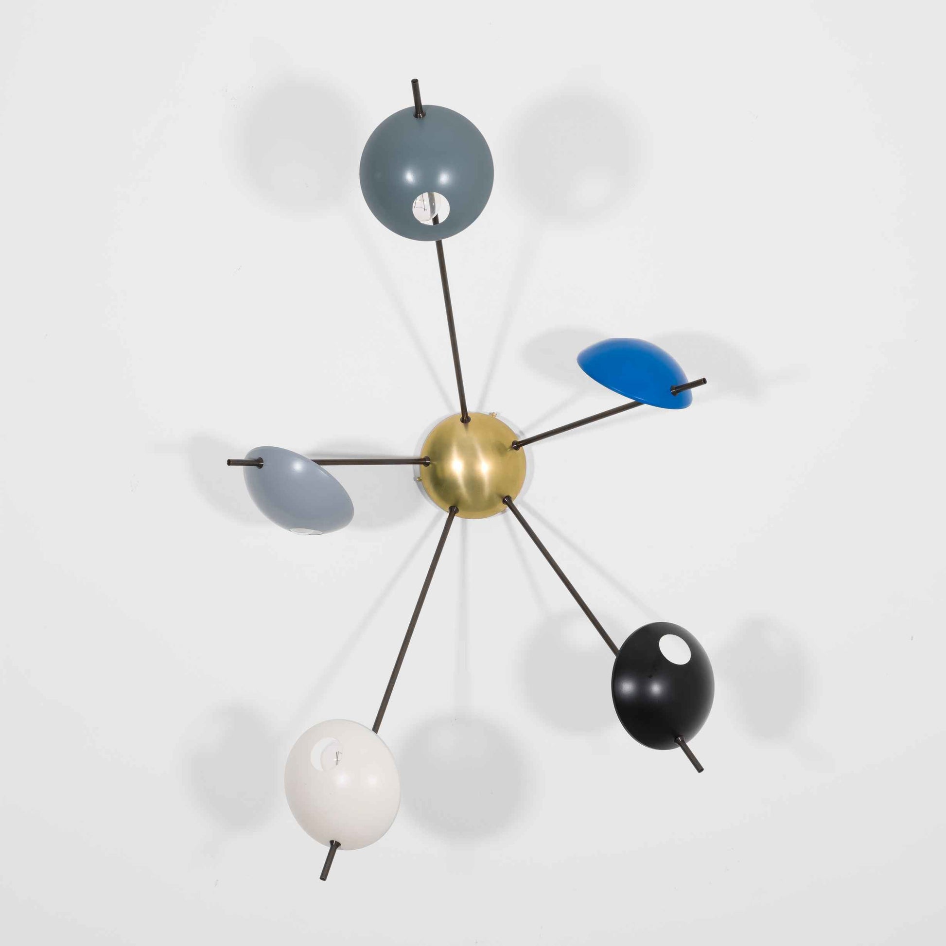 Design for Macha Helios Quinque I Ceiling or Wall-Mounted Blackened Five-Armed Brass Lamp