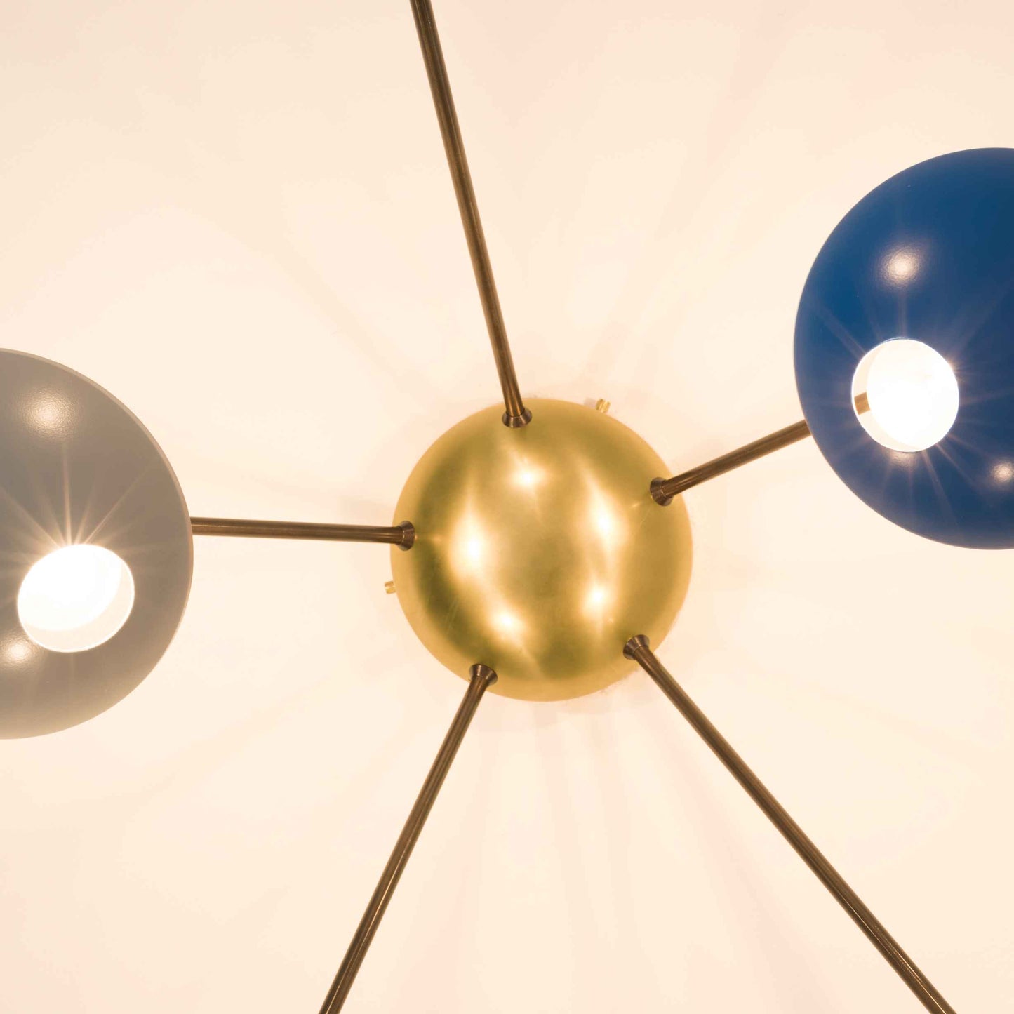 Design for Macha Helios Quinque I Ceiling or Wall-Mounted Chromed Lucid Five-Armed Brass Lamp