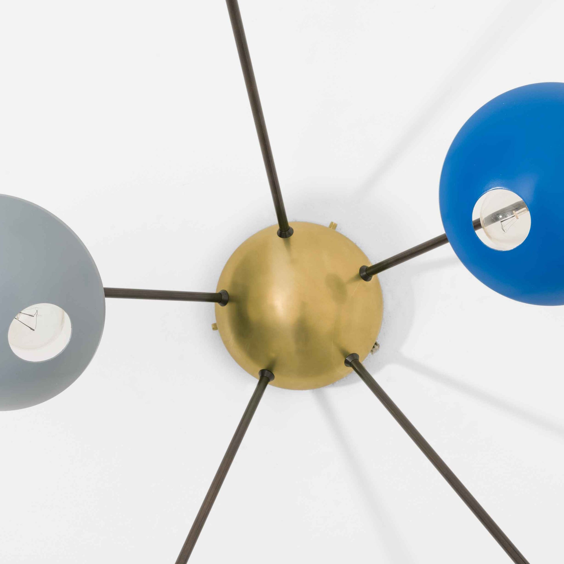 Design for Macha Helios Quinque I Ceiling or Wall-Mounted Polished Brushed Five-Armed Brass Lamp