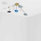 Design for Macha Helios Quinque I Ceiling or Wall-Mounted Polished Brushed Five-Armed Brass Lamp