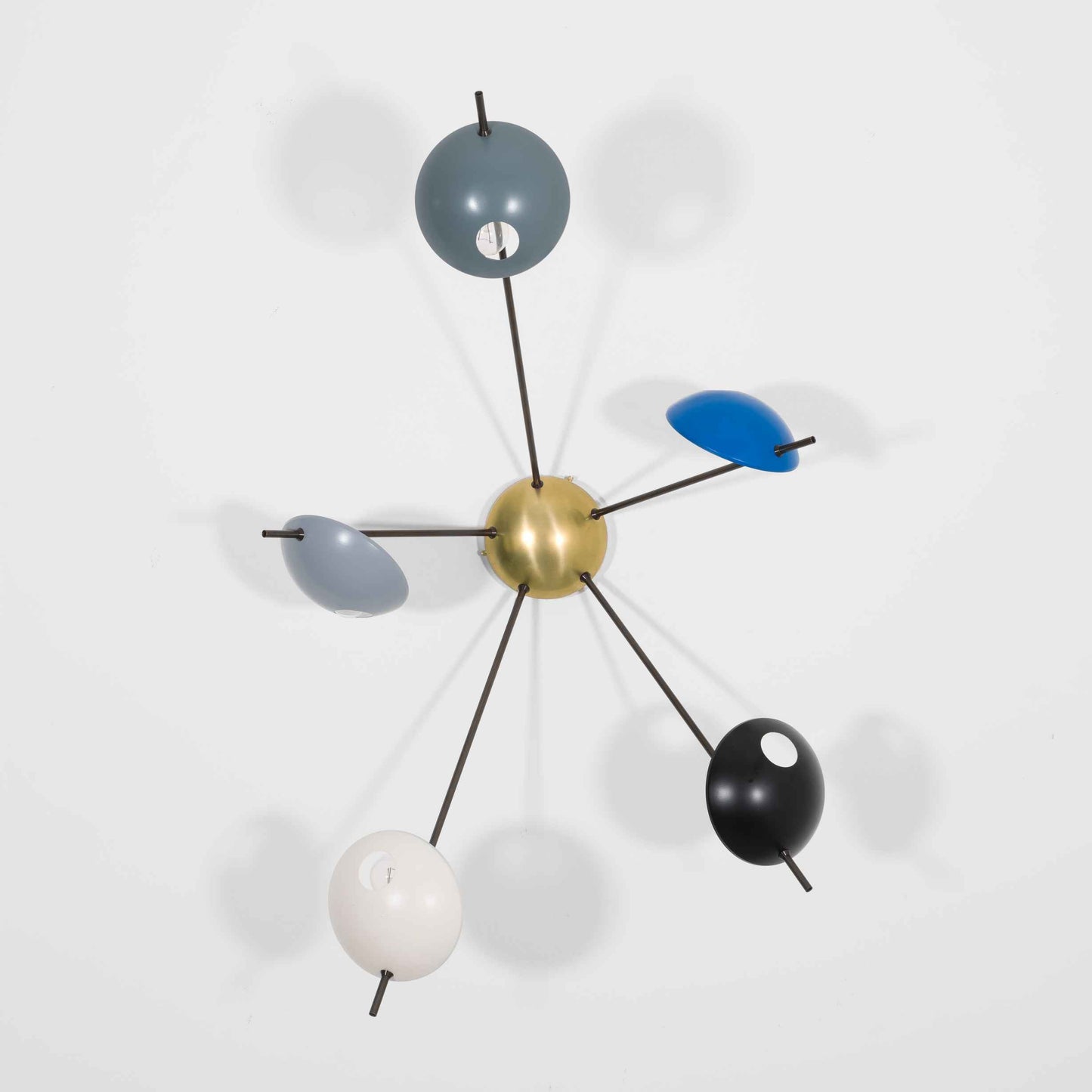 Design for Macha Helios Quinque I Ceiling or Wall-Mounted Polished Five-Armed Brass Lamp