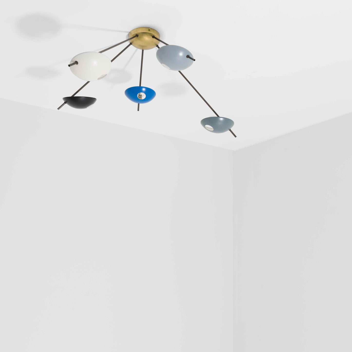 Design for Macha Helios Quinque I Ceiling or Wall-Mounted Unpolished Lucid Five-Armed Brass Lamp