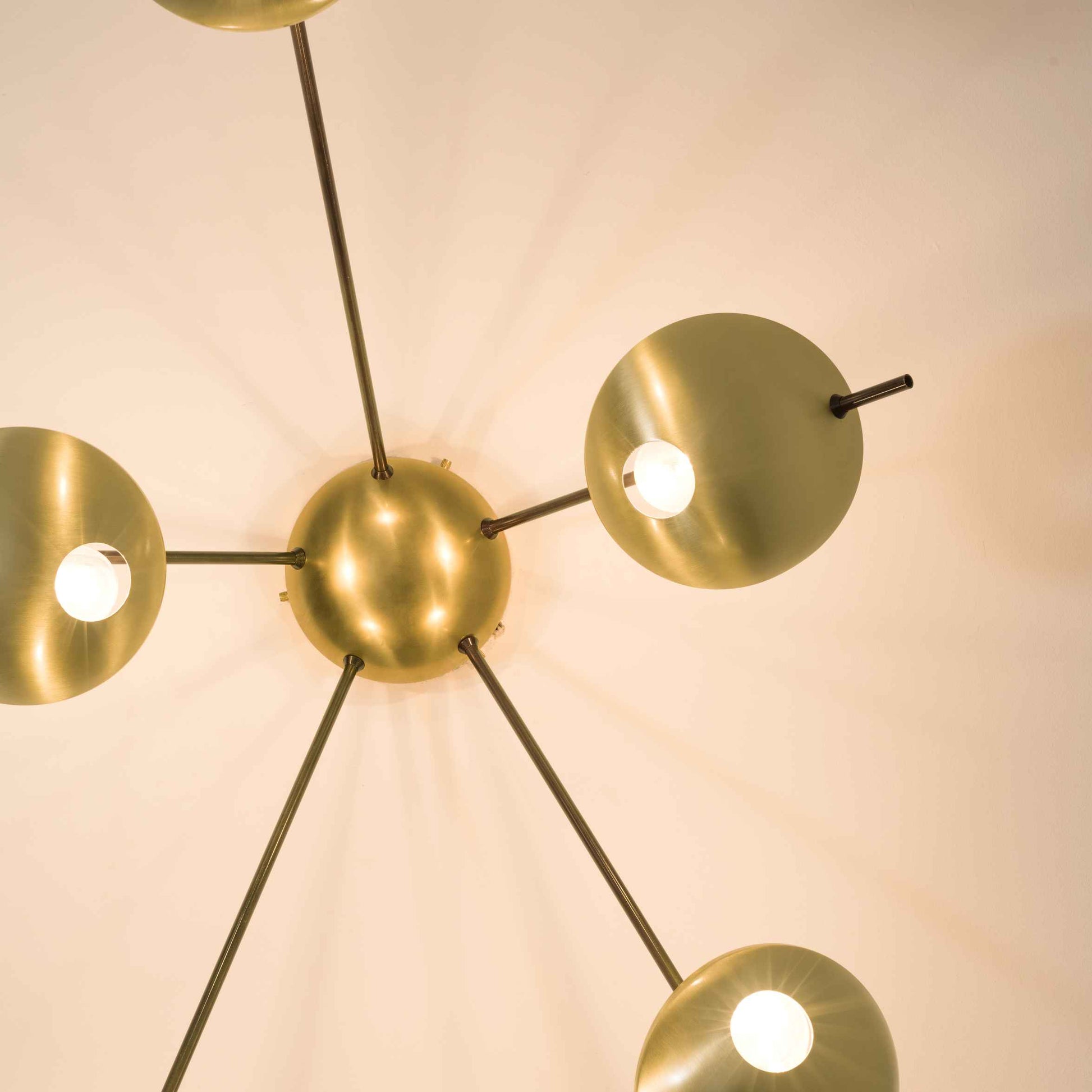 Design for Macha Helios Quinque II Ceiling or Wall-Mounted Chromed Lucid Five-Armed Brass Lamp