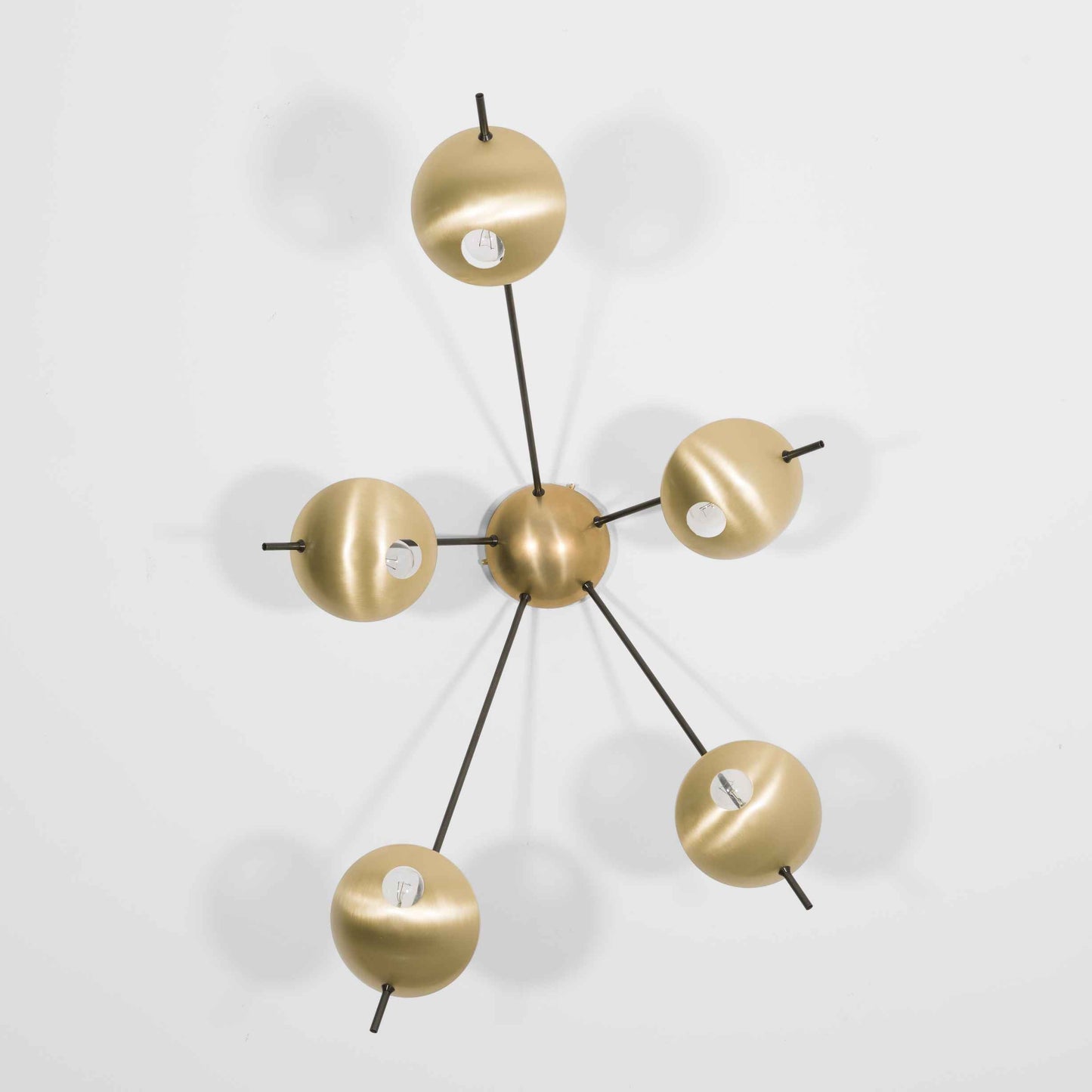 Design for Macha Helios Quinque II Ceiling or Wall-Mounted Chromed Lucid Five-Armed Brass Lamp