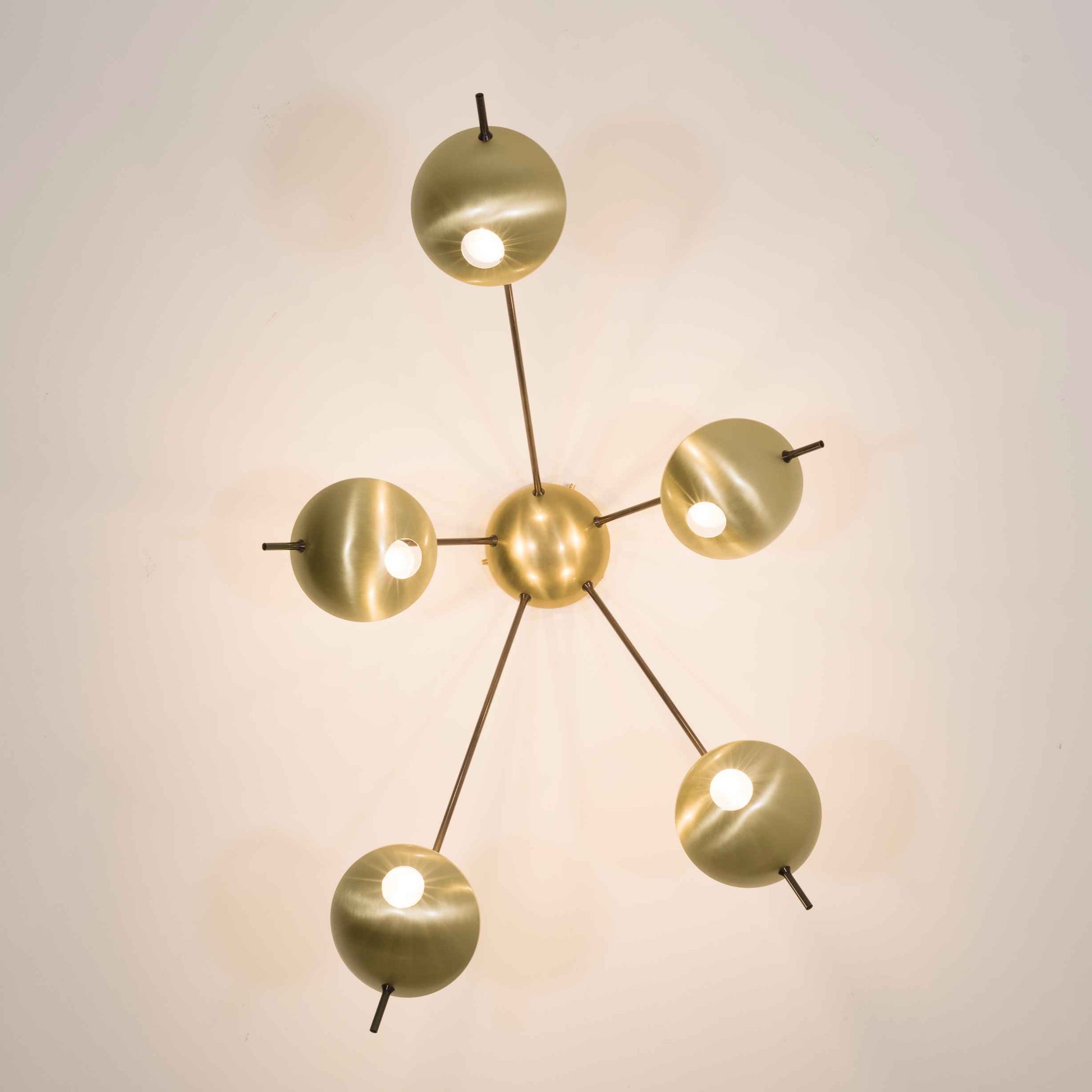 Design for Macha Helios Quinque II Ceiling or Wall-Mounted Unpolished Opaque Five-Armed Brass Lamp