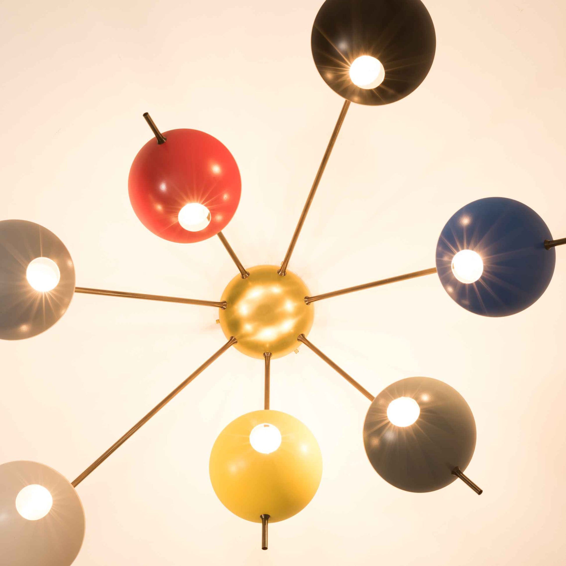 Design for Macha Helios Septem I Ceiling or Wall-Mounted Bronze Seven-Armed Brass Lamp