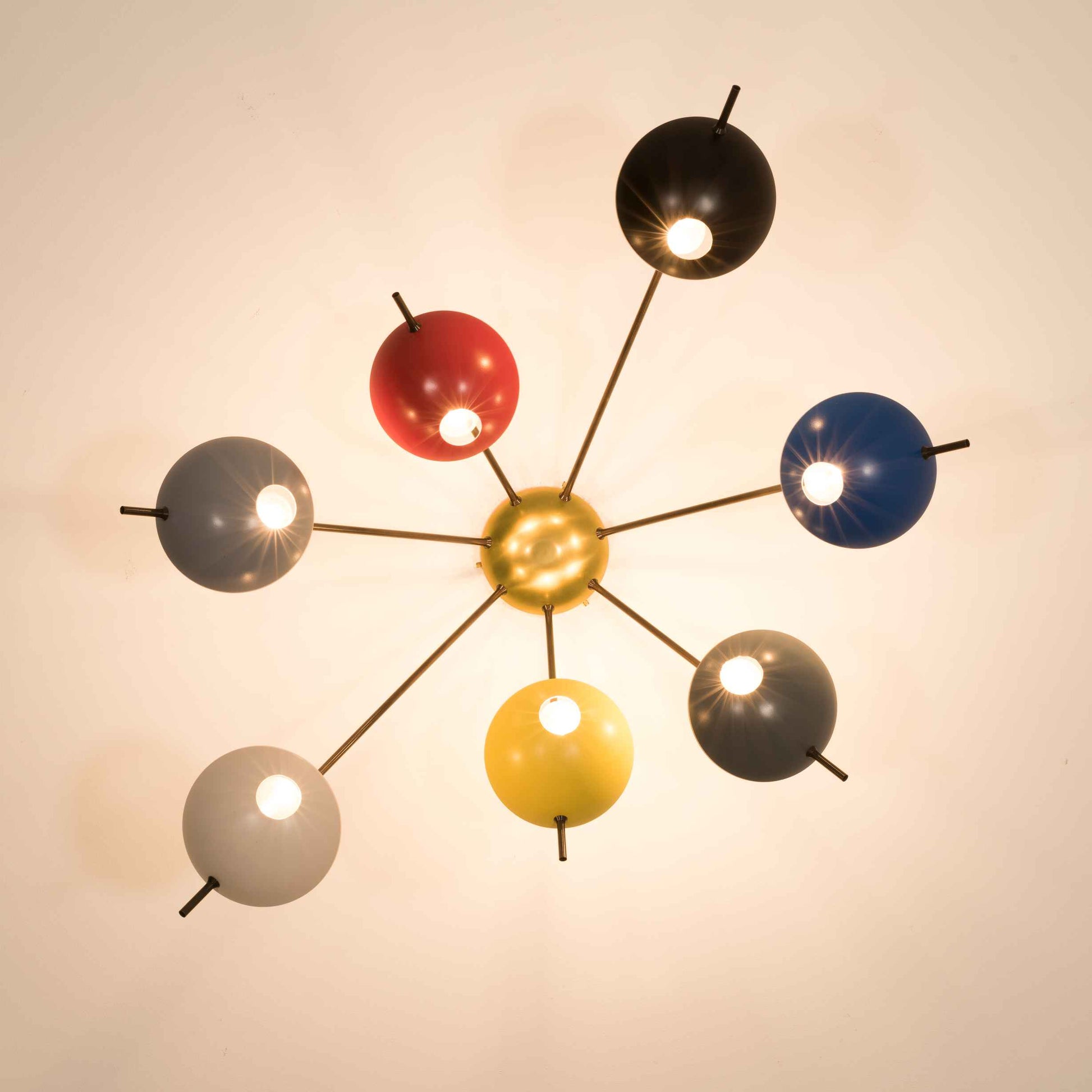 Design for Macha Helios Septem I Ceiling or Wall-Mounted Bronze Seven-Armed Brass Lamp