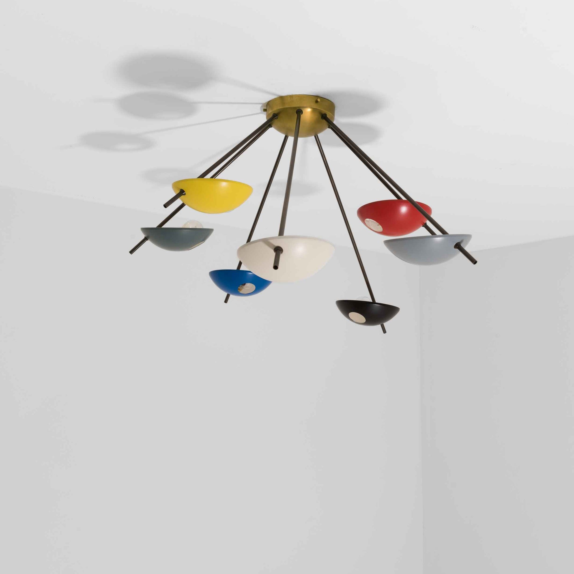 Design for Macha Helios Septem I Ceiling or Wall-Mounted Chromed Lucid Seven-Armed Brass Lamp