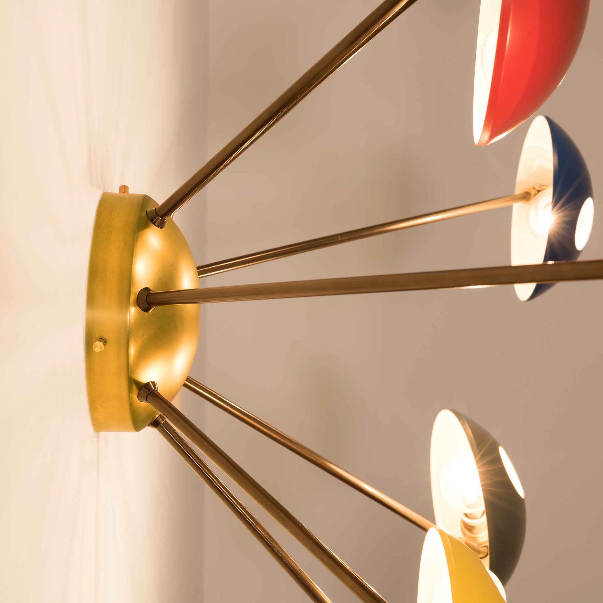 Design for Macha Helios Septem I Ceiling or Wall-Mounted Chromed Lucid Seven-Armed Brass Lamp