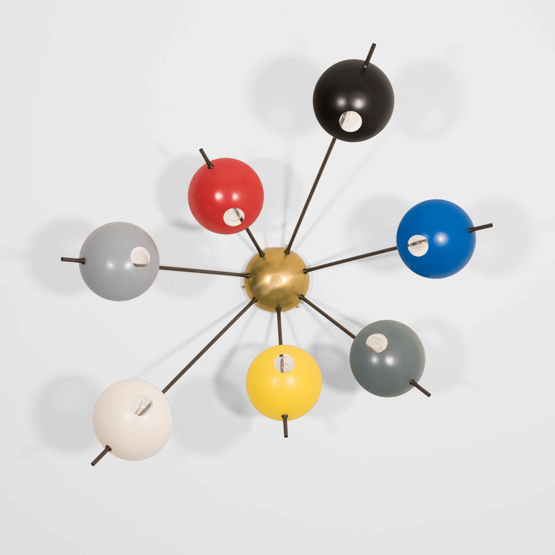 Design for Macha Helios Septem I Ceiling or Wall-Mounted Chromed Lucid Seven-Armed Brass Lamp