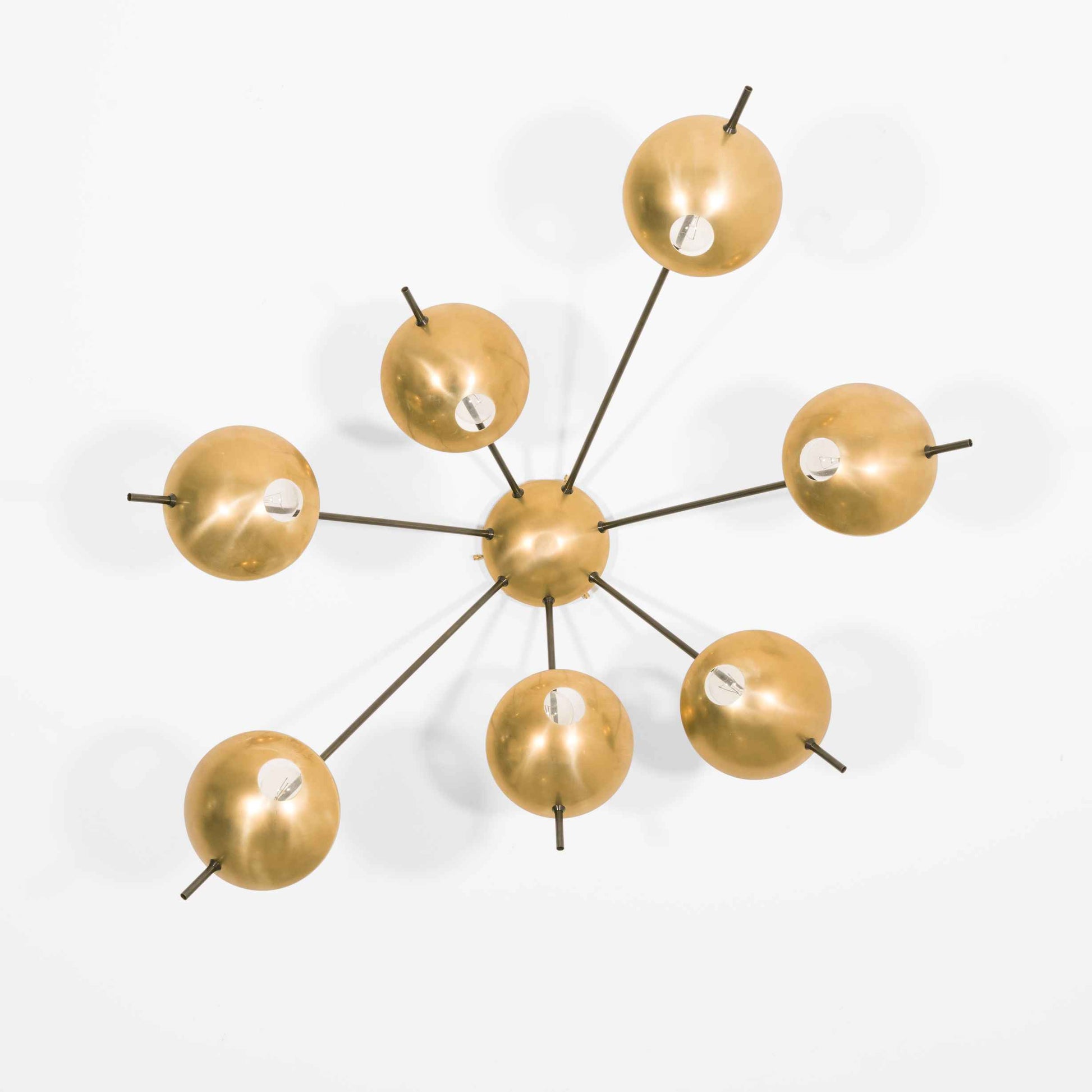 Design for Macha Helios Septem II Ceiling or Wall-Mounted Blackened Seven-Armed Brass Lamp