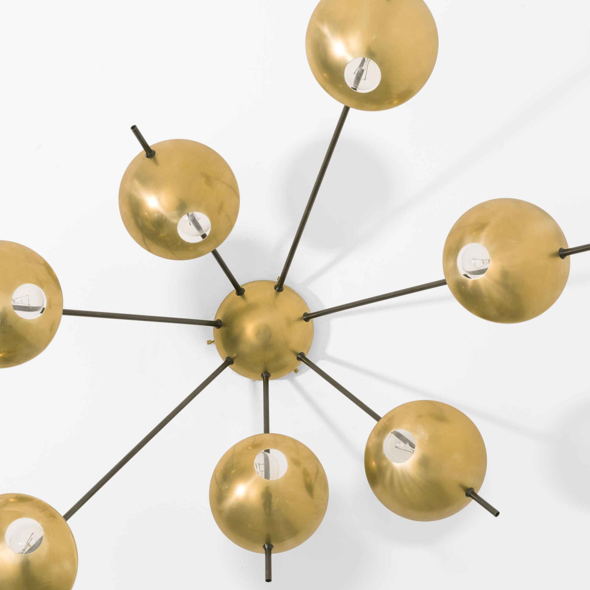 Design for Macha Helios Septem II Ceiling or Wall-Mounted Polished Brushed Seven-Armed Brass Lamp