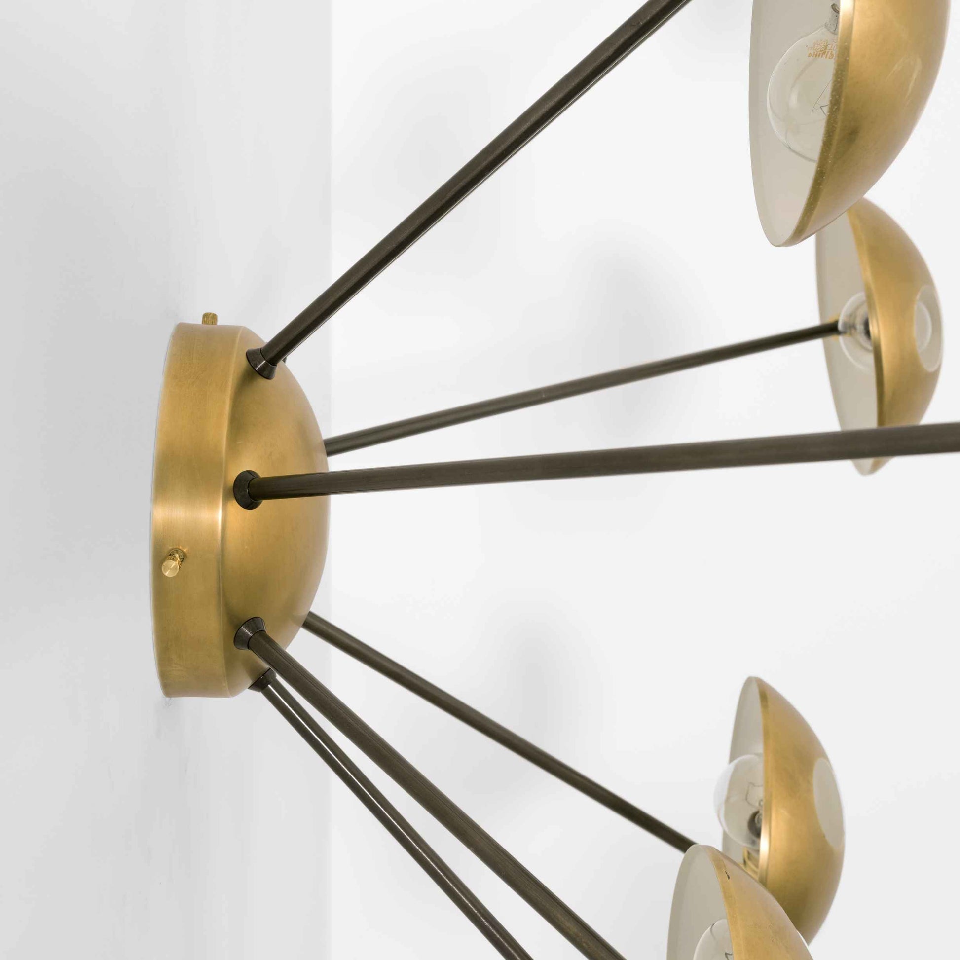 Design for Macha Helios Septem II Ceiling or Wall-Mounted Polished Brushed Seven-Armed Brass Lamp