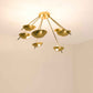 Design for Macha Helios Septem II Ceiling or Wall-Mounted Unpolished Balanced Seven-Armed Brass Lamp
