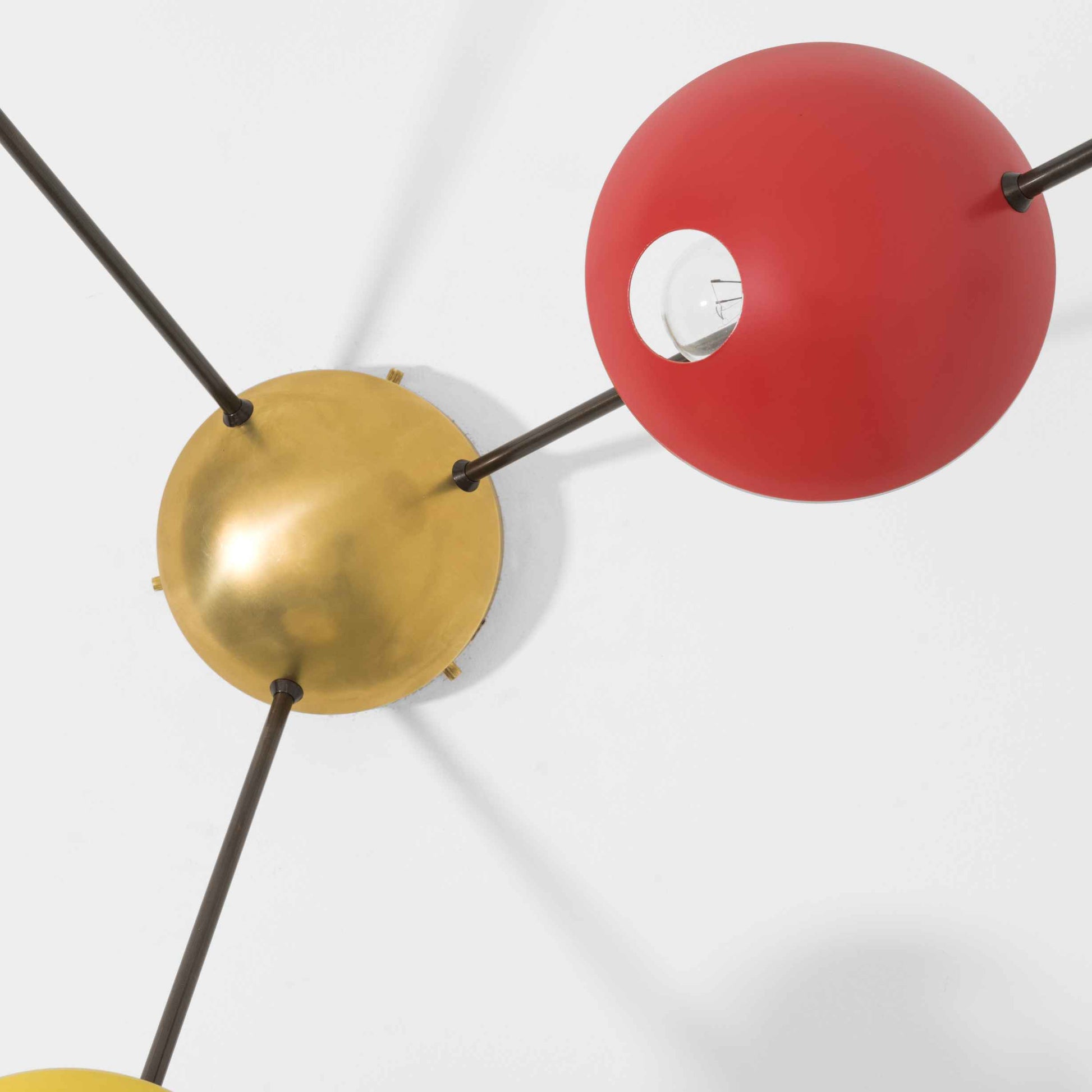 Design for Macha Helios Tribus I Ceiling or Wall-Mounted Bronze Three-Armed Brass Lamp