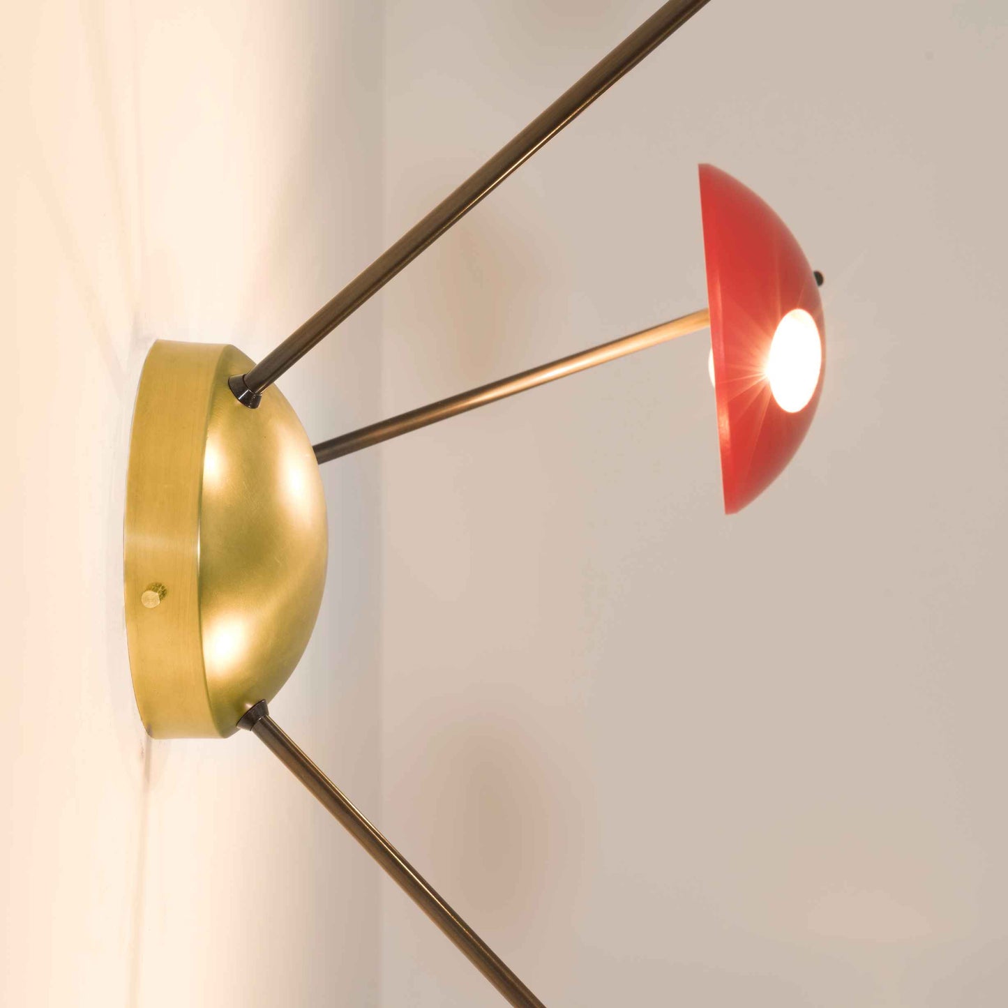 Design for Macha Helios Tribus I Ceiling or Wall-Mounted Bronze Three-Armed Brass Lamp