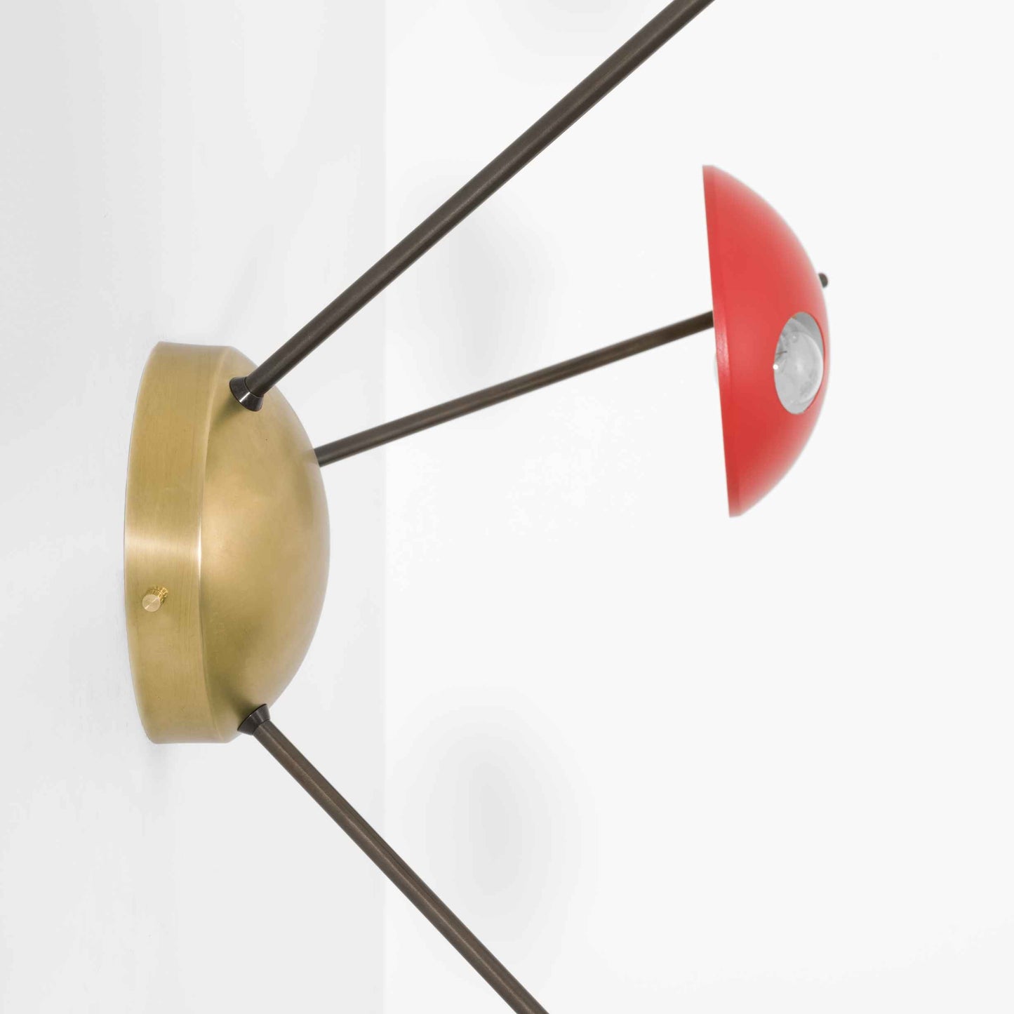 Design for Macha Helios Tribus I Ceiling or Wall-Mounted Unpolished Lucid Three-Armed Brass Lamp