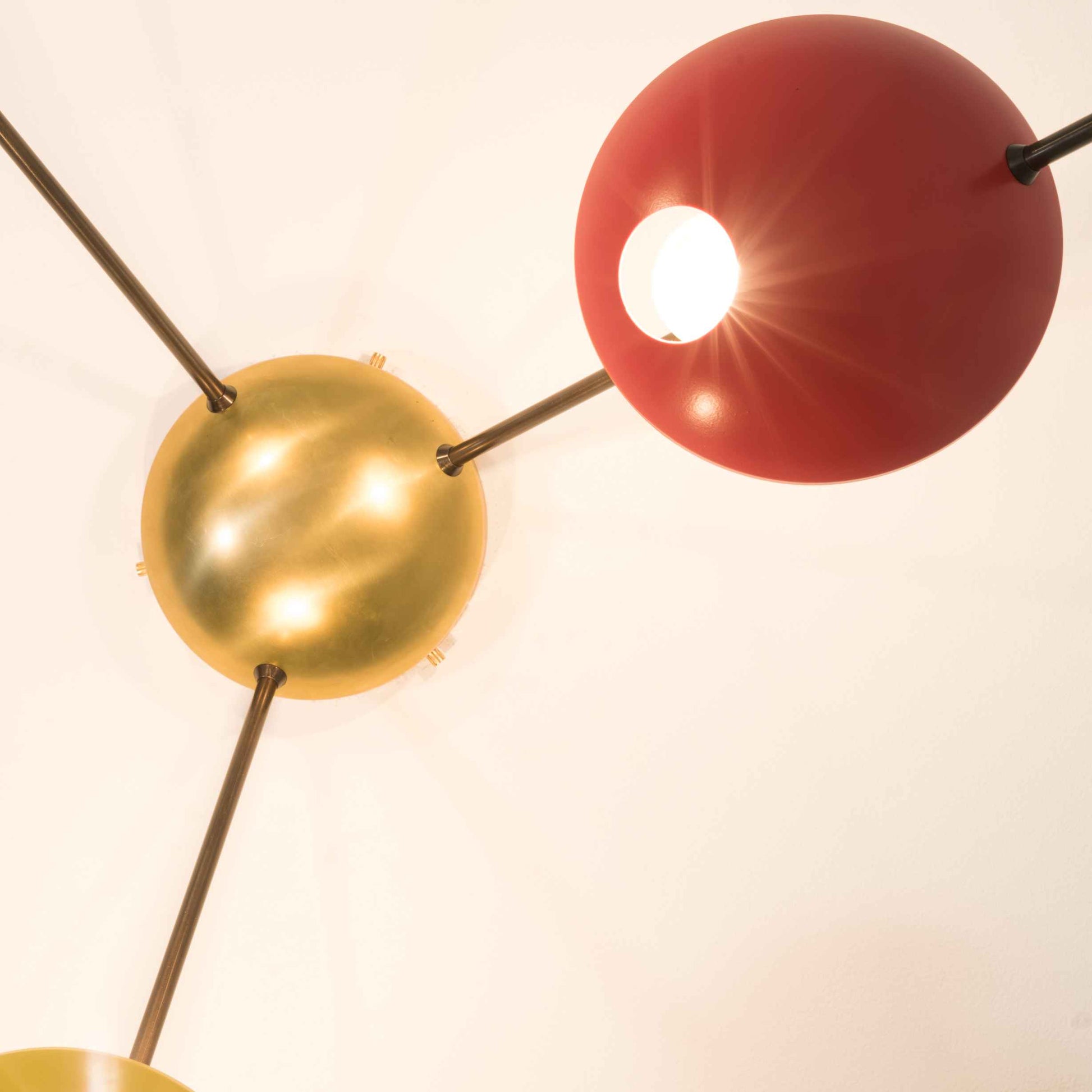 Design for Macha Helios Tribus I Ceiling or Wall-Mounted Unpolished Opaque Three-Armed Brass Lamp