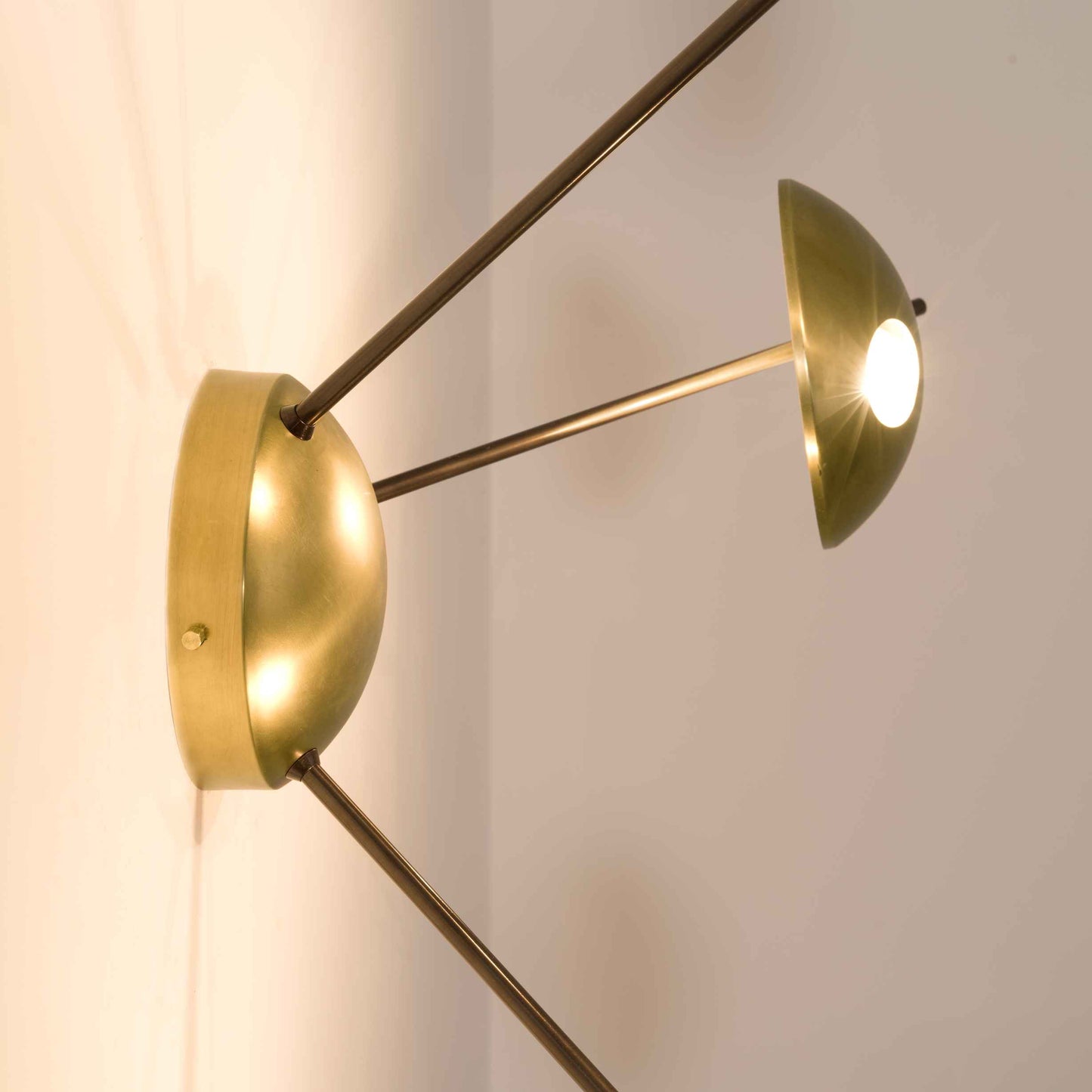 Design for Macha Helios Tribus II Ceiling or Wall-Mounted Polished Three-Armed Brass Lamp