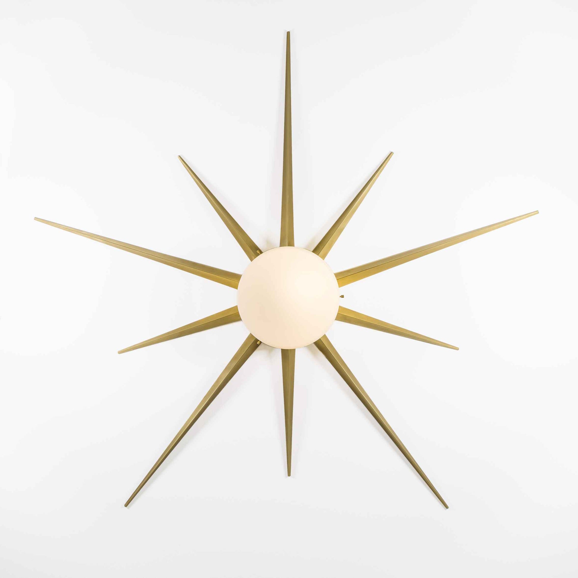 Design for Macha Solare Capri Ceiling or Wall-Mounted Blackened Ten-Armed Brass Lamp