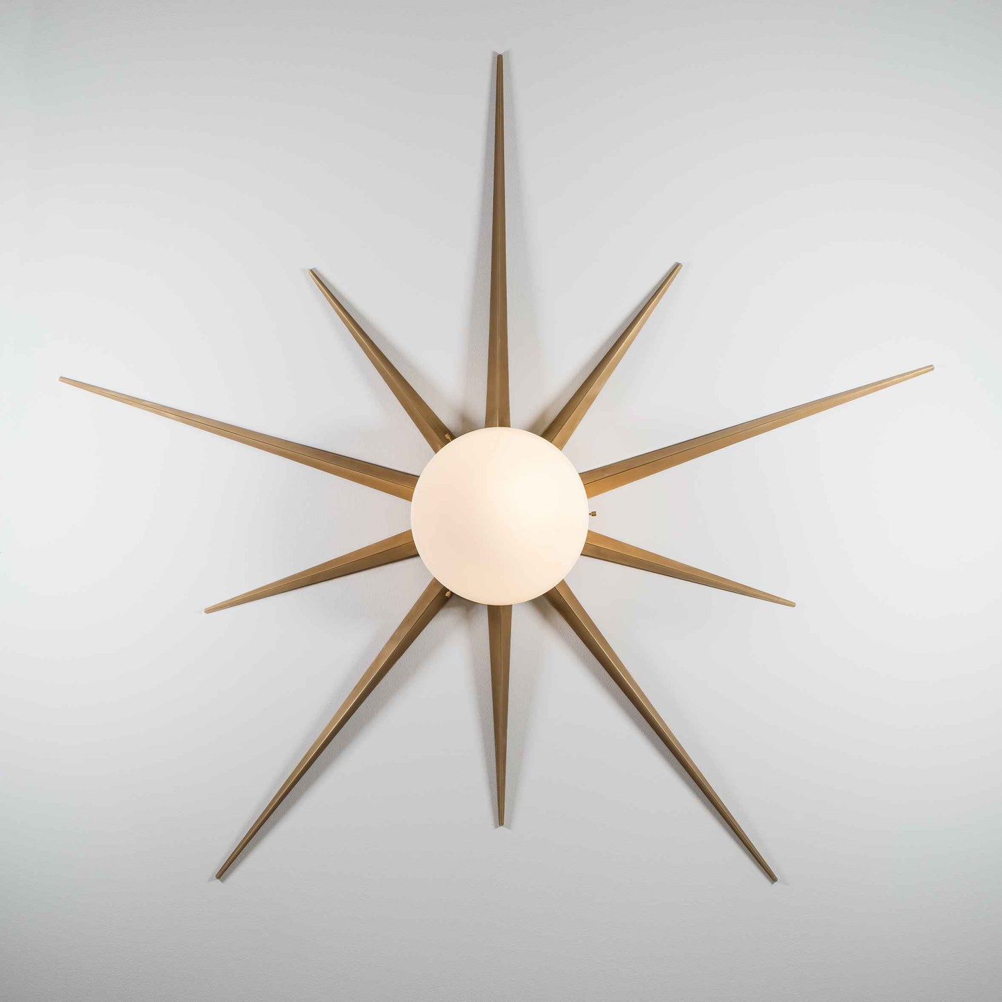 Design for Macha Solare Capri Ceiling or Wall-Mounted Chromed Opaque Ten-Armed Brass Lamp